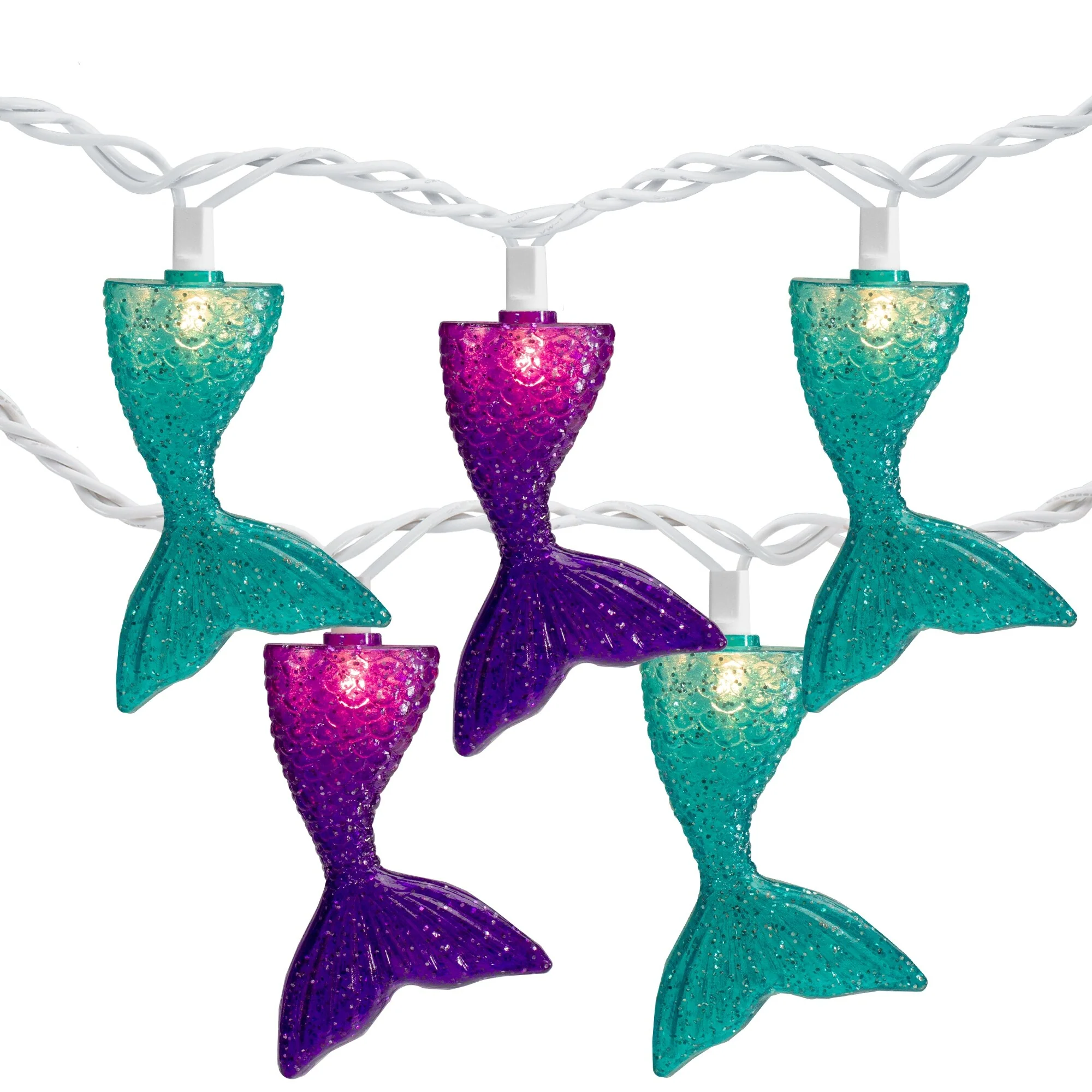 Mermaid Tails Patio Light Set - 6' White Wire - 10ct