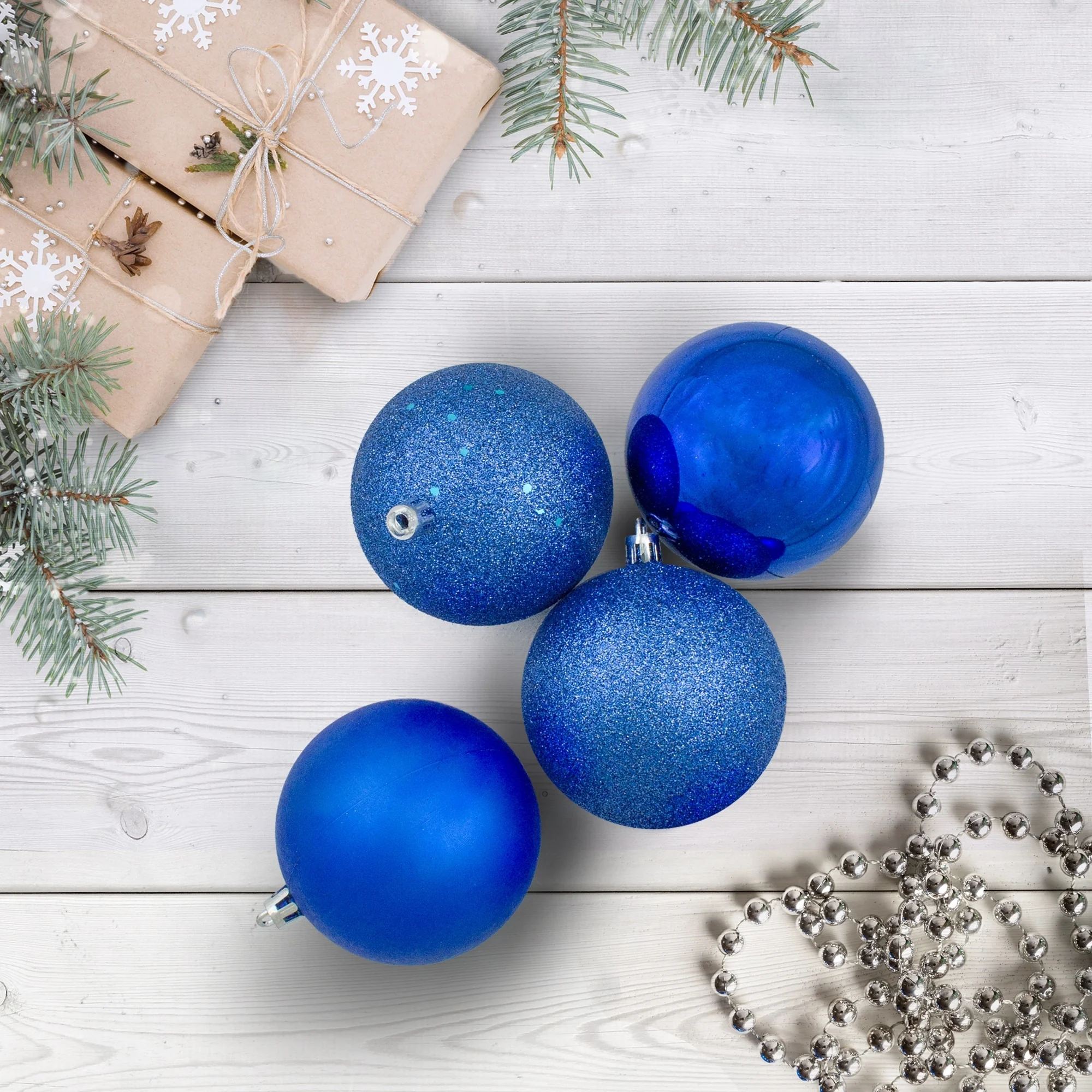32ct Lavish Blue Shatterproof 4-Finish Christmas Ball Ornaments 3.25