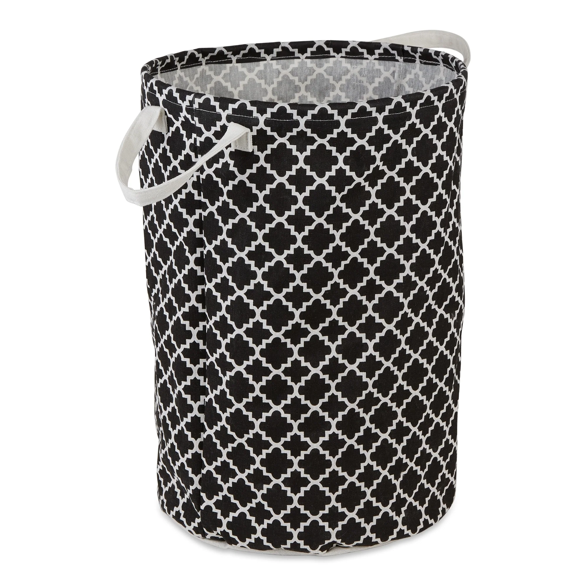 PE-Coated Cotton Polyester Laundry Hamper Lattice Round - Laundry Hamper, 13.5x13.5x20