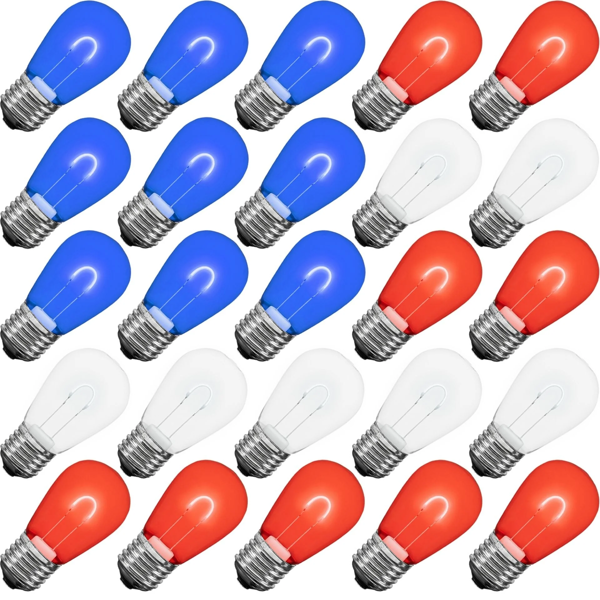 25 Pack LED S14 Outdoor Patio Edison Replacement Bulbs, Warm White, E26 Base