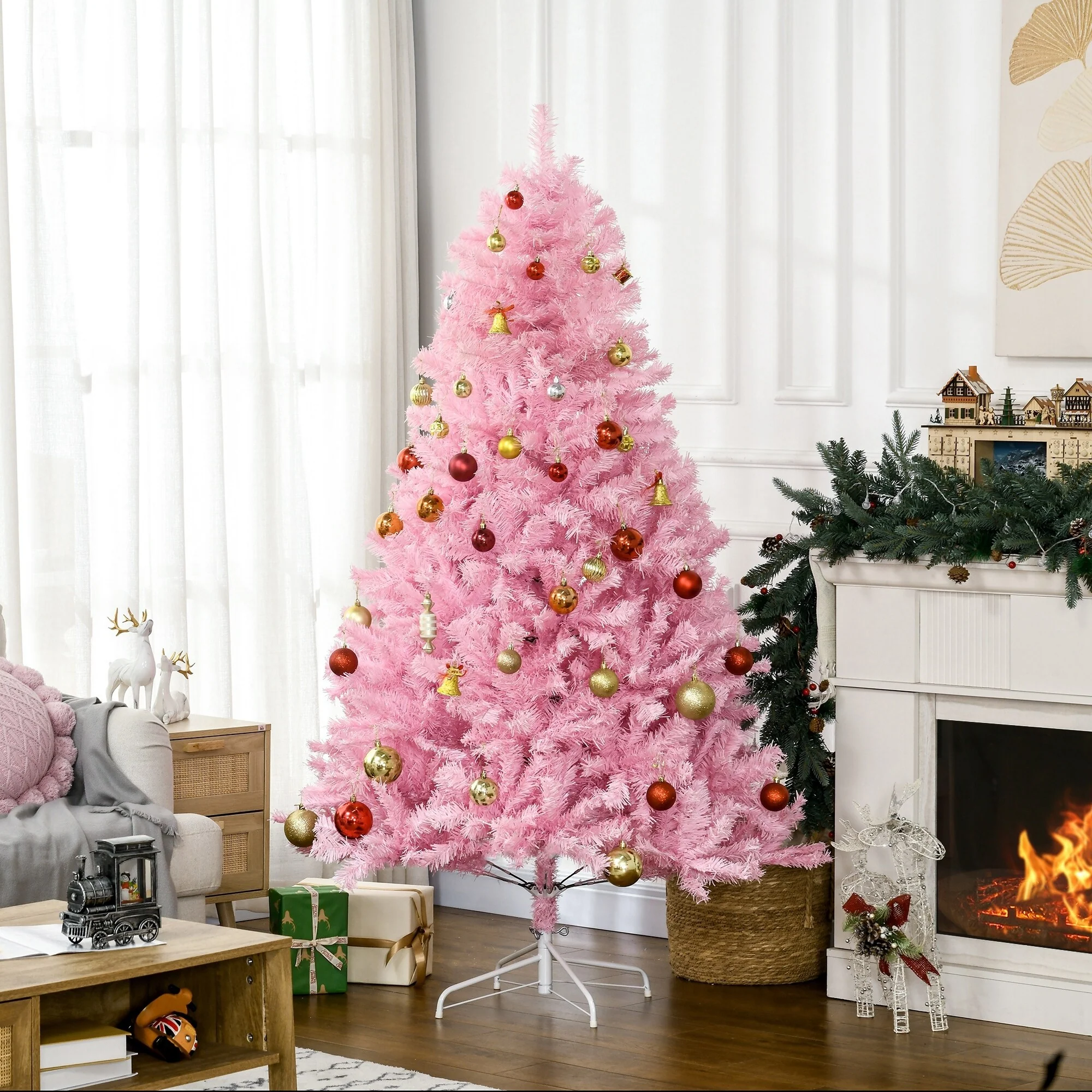 Unlit 6ft Artificial Christmas Tree with 1000 Branches and Auto Open Design, Xmas Tree for Home Holiday Festival Decor