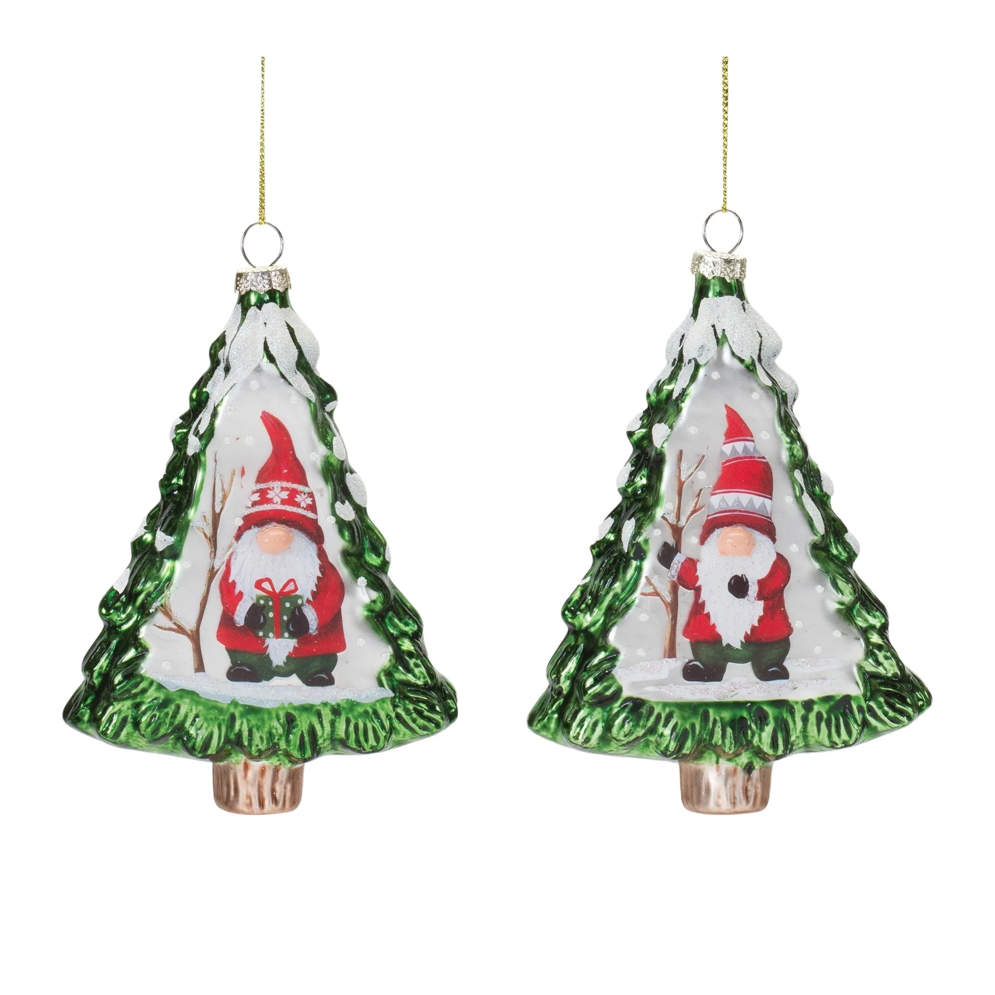 12ct Gnome Pine Tree Christmas Ornaments 5.75