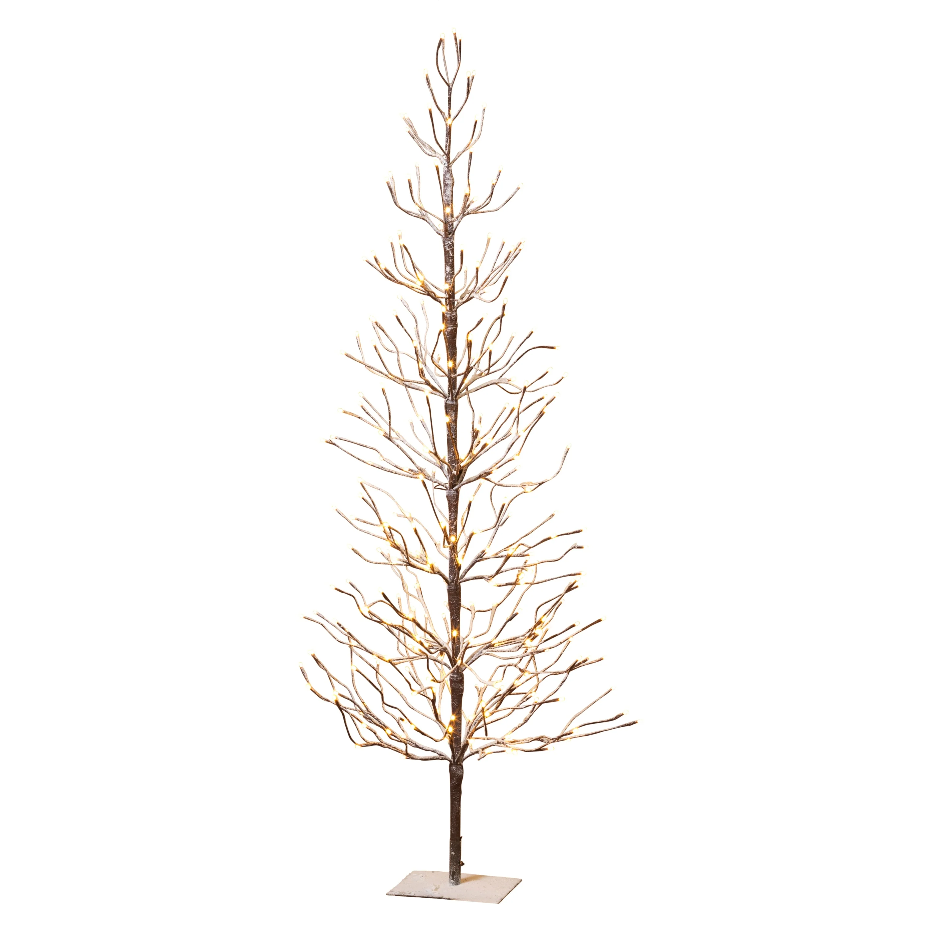 6 ft Tall Snowy Brown Pre Lit Tree with 296 Warm White LED Lights - N/A