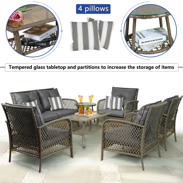 Fruitville 6 - Person Outdoor Seating Group with Cushions