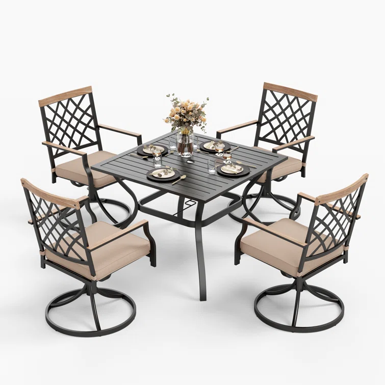 Alyah 4 - Person Square Outdoor Dining Set with Cushions