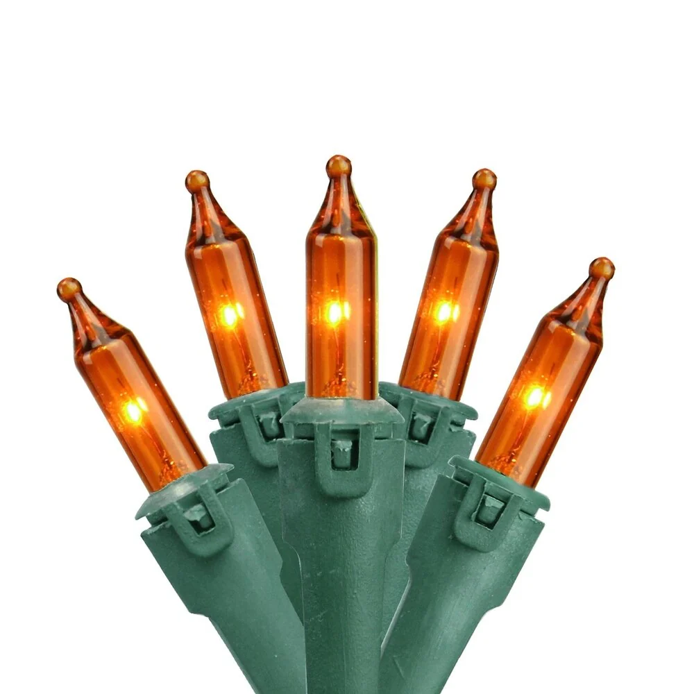 Set of 100 Orange Commercial Grade Mini Christmas Lights 5.5