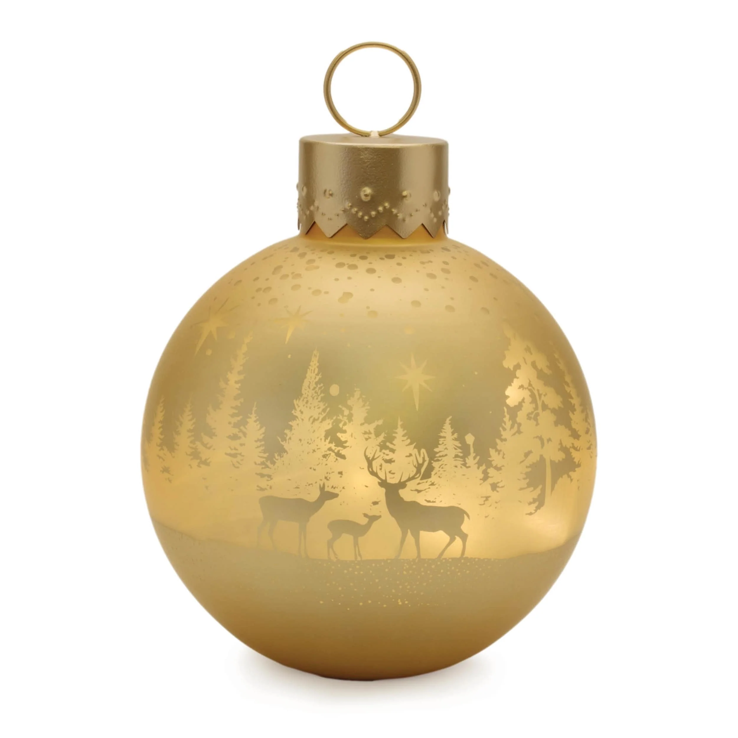 Glass LED Ornament Decor with Snowflake and Deer Forest Designs