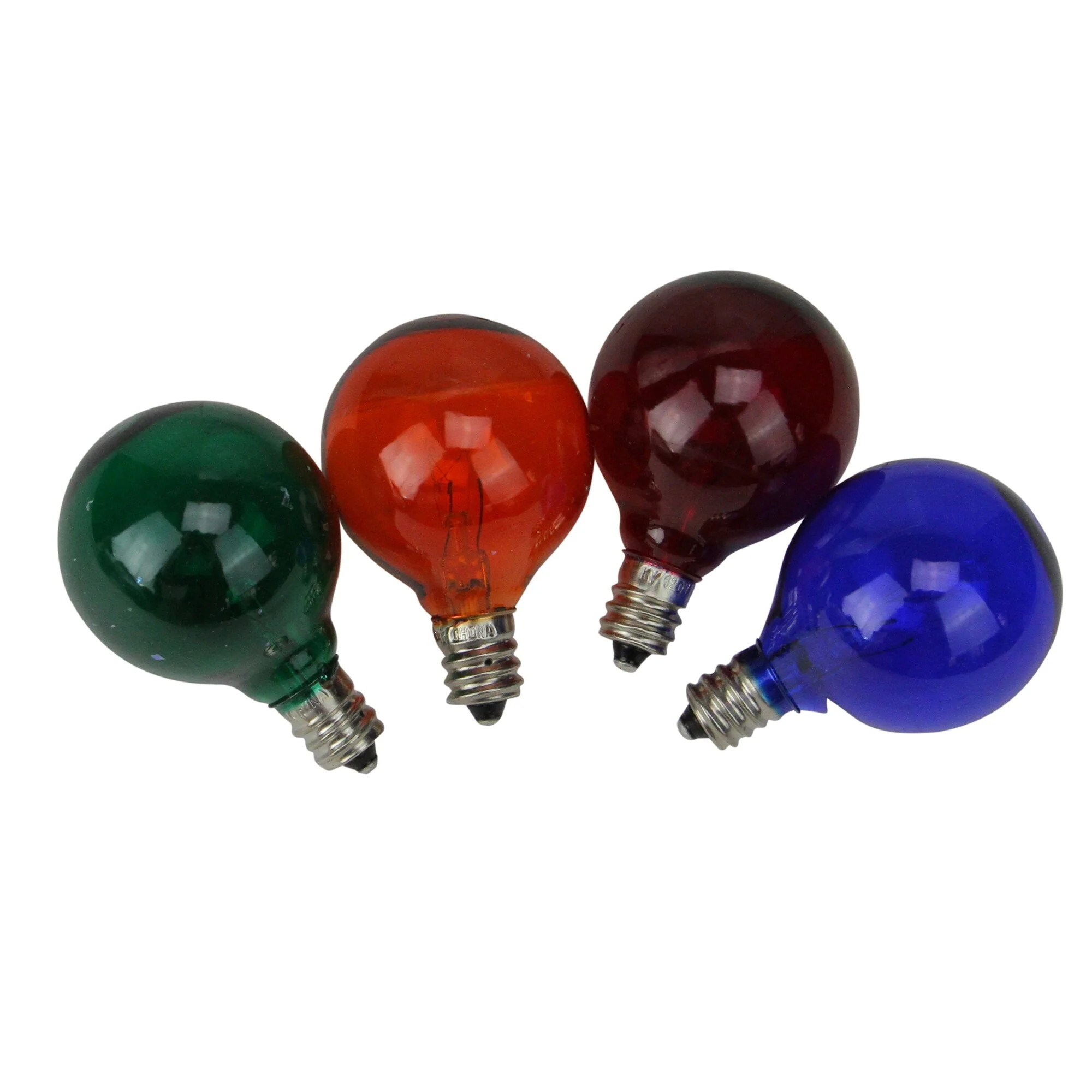 Pack of 4 Transparent MultiColor G40 Globe Christmas Replacement Bulbs
