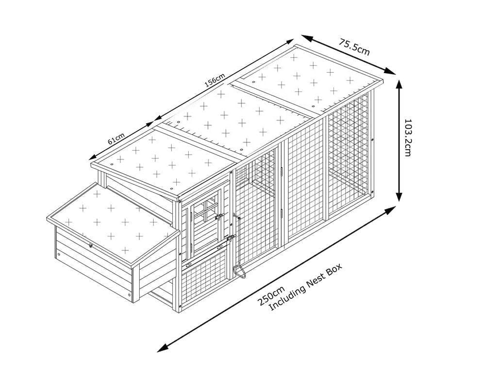XXL Portable The Cottage With Large Run Chicken Coop On Wheels