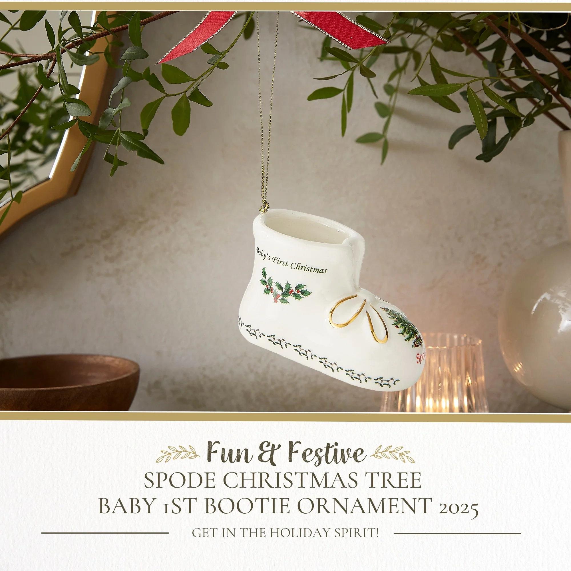 Spode Baby 1St Bootie Ornament 2025