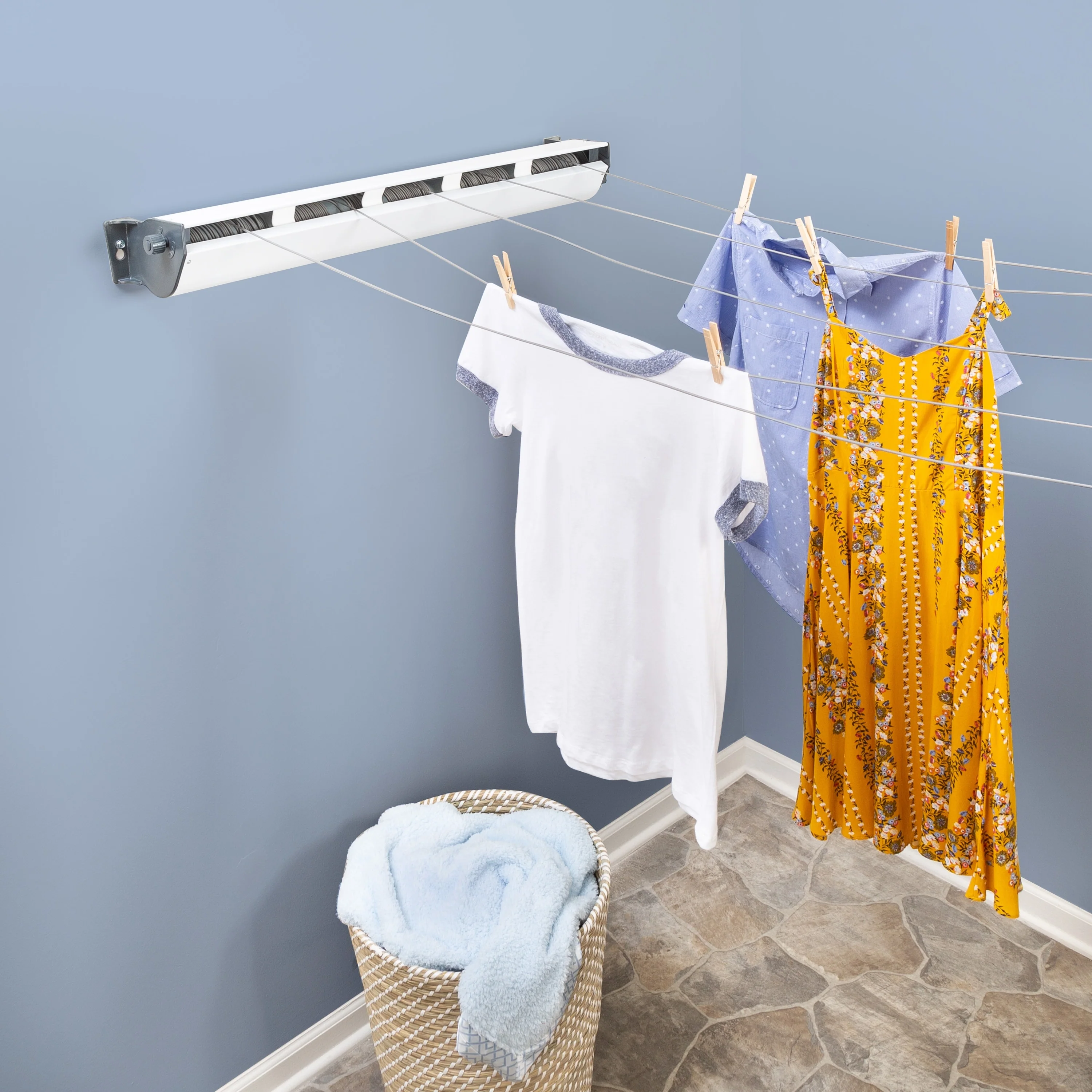 Honey-Can-Do White 5-Line Retractable Outdoor Clothesline