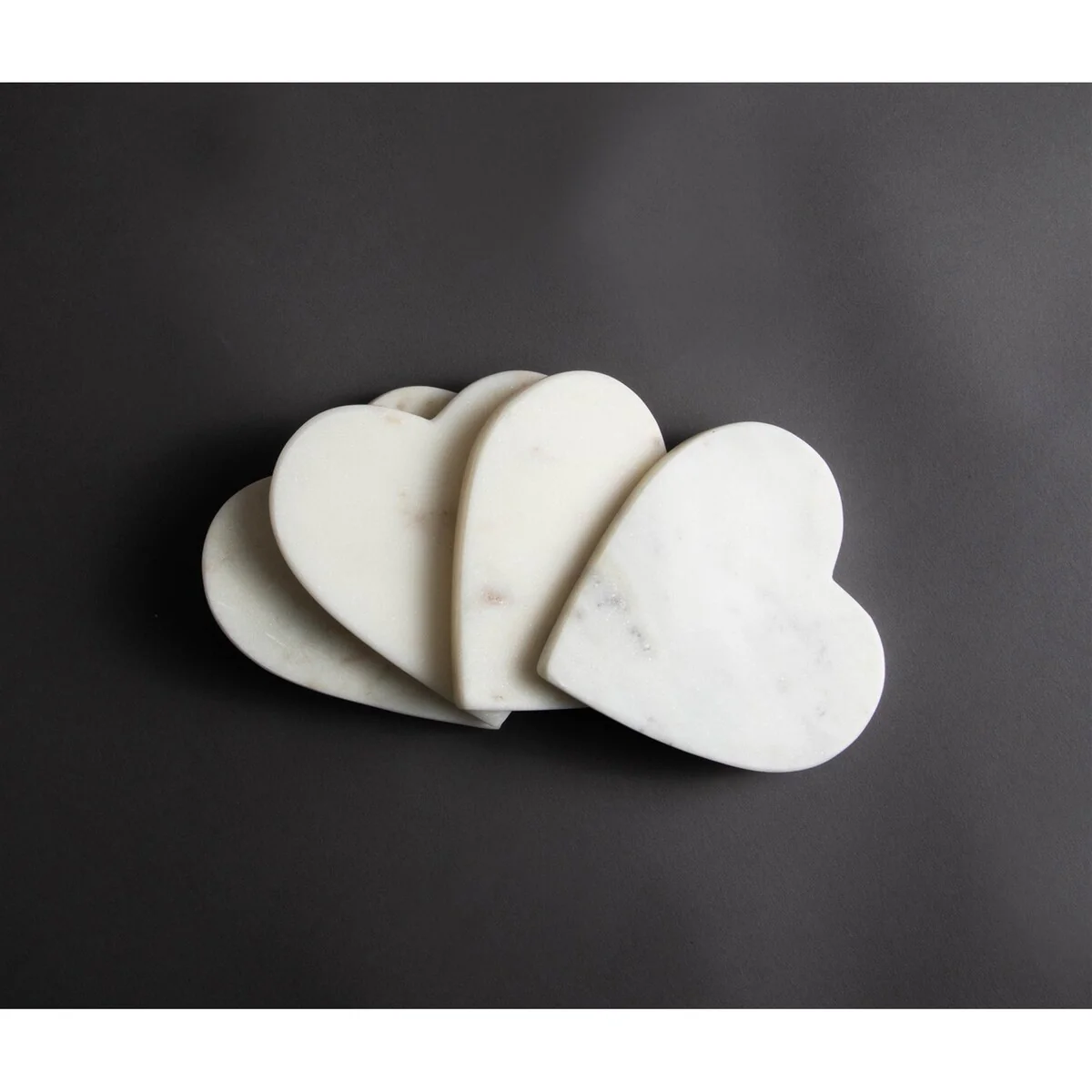 Set of 4 Heart Shaped Coasters - White