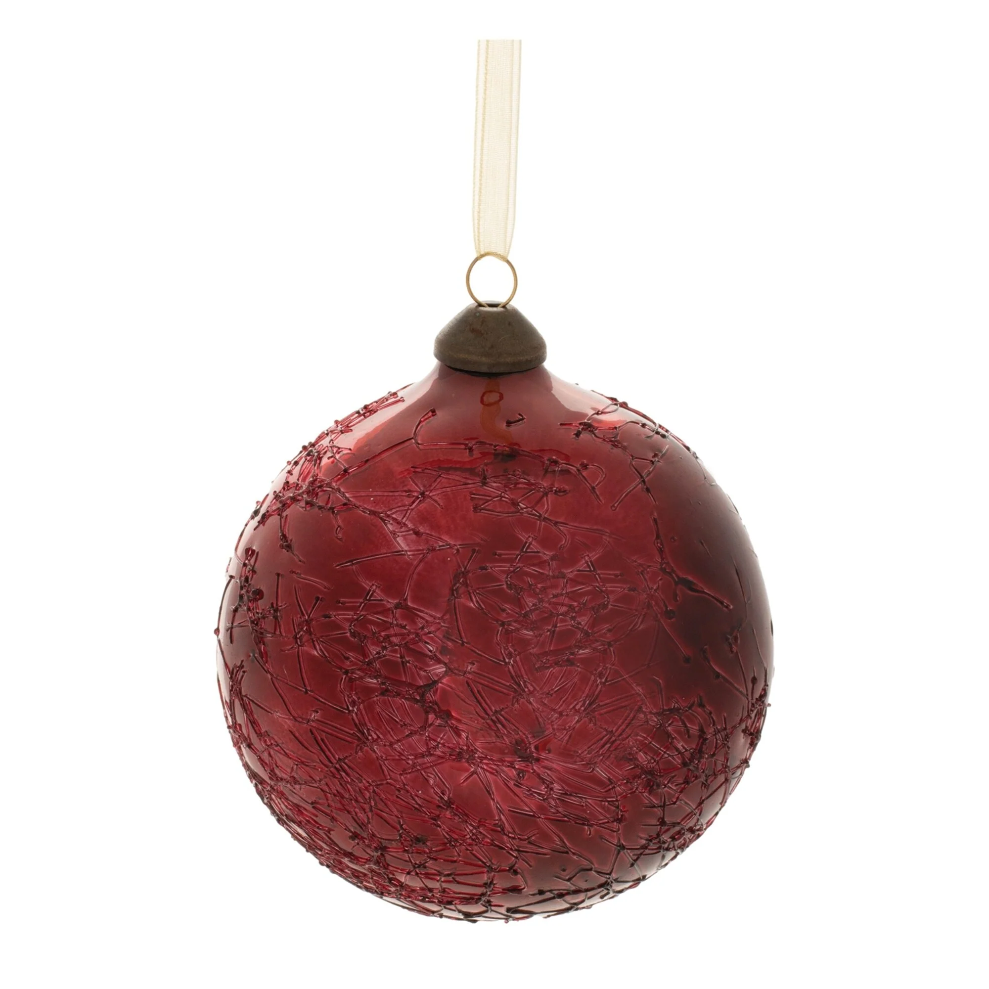 Crackled Glass Christmas Ball Ornaments - 5