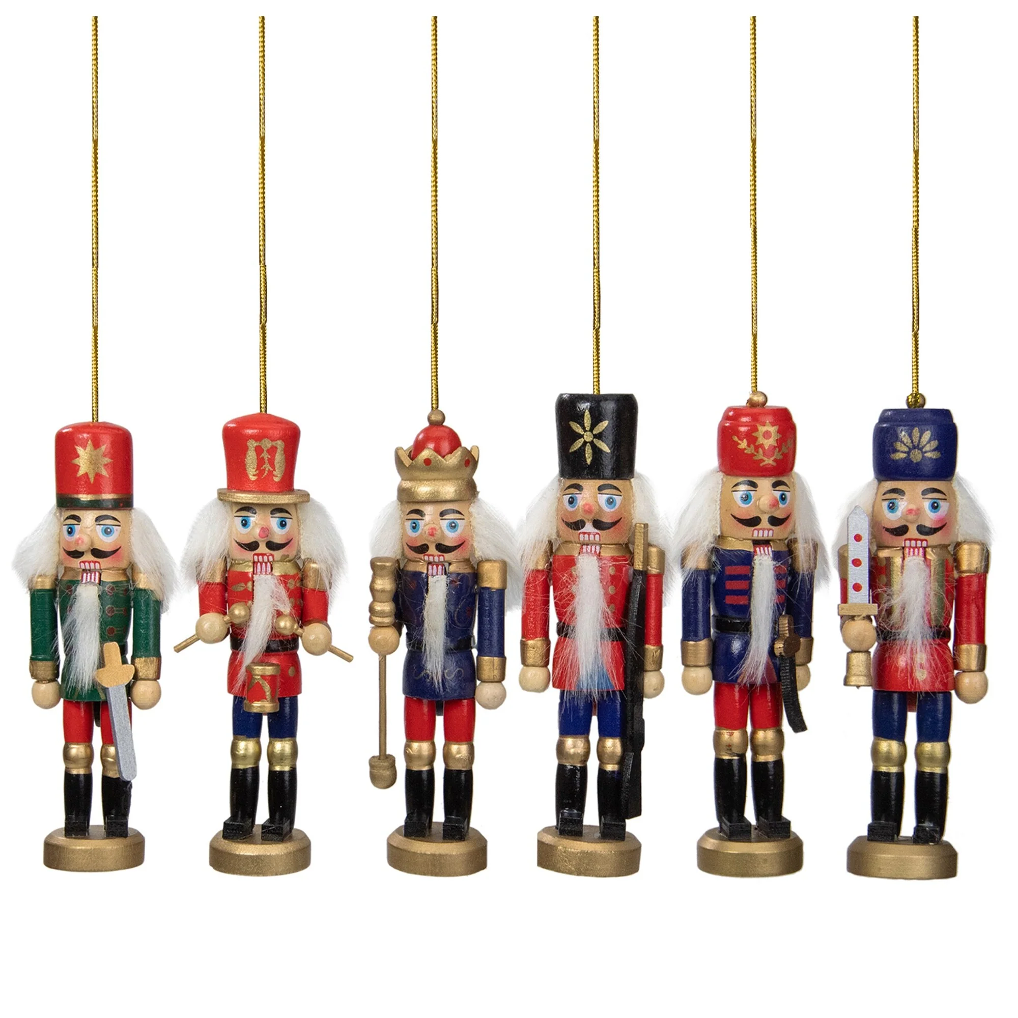 6-Count Red Blue Classic Nutcracker Christmas Ornaments - 5.25 Inches