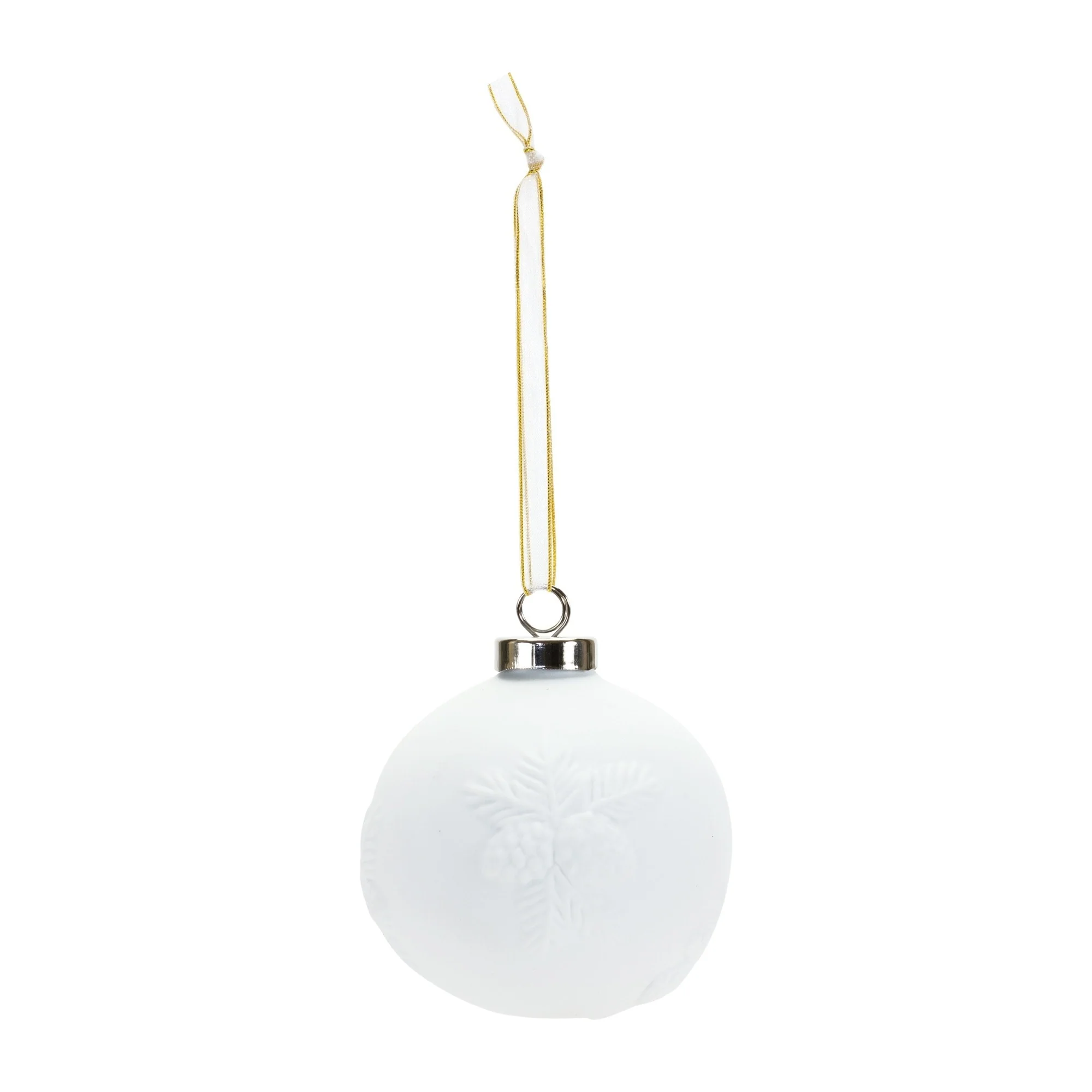 6ct White Porcelain Pine Cone Christmas Ball Ornaments 3