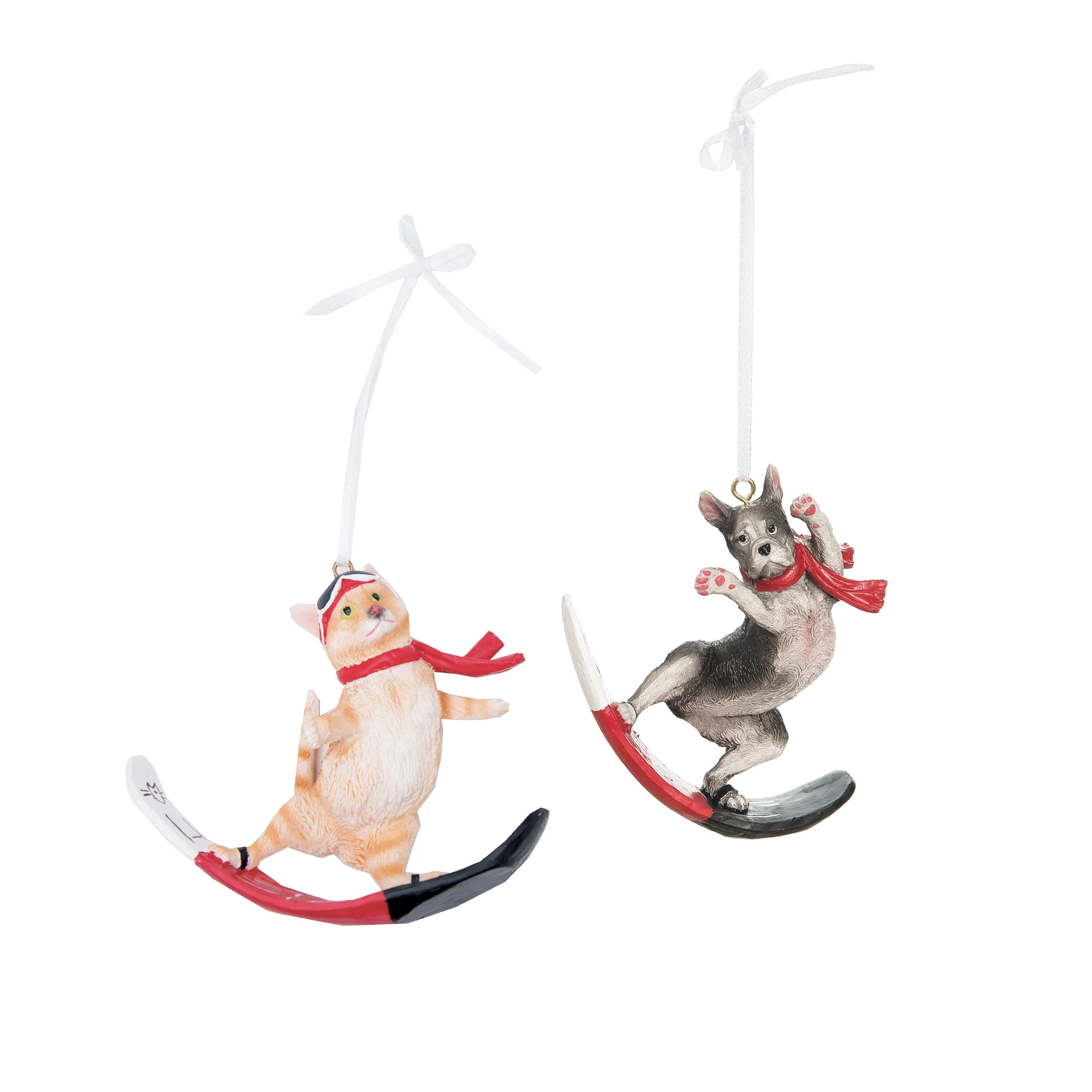 Cat/Dog Snowboard Ornaments, Set of 2 - Set of 2