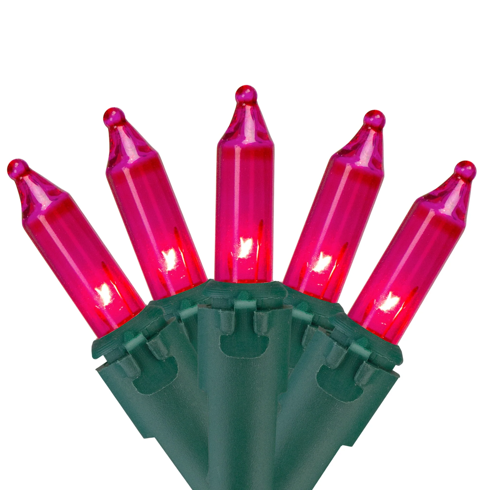 Mini Christmas Light Set - Pink - 10' Green Wire - 50ct