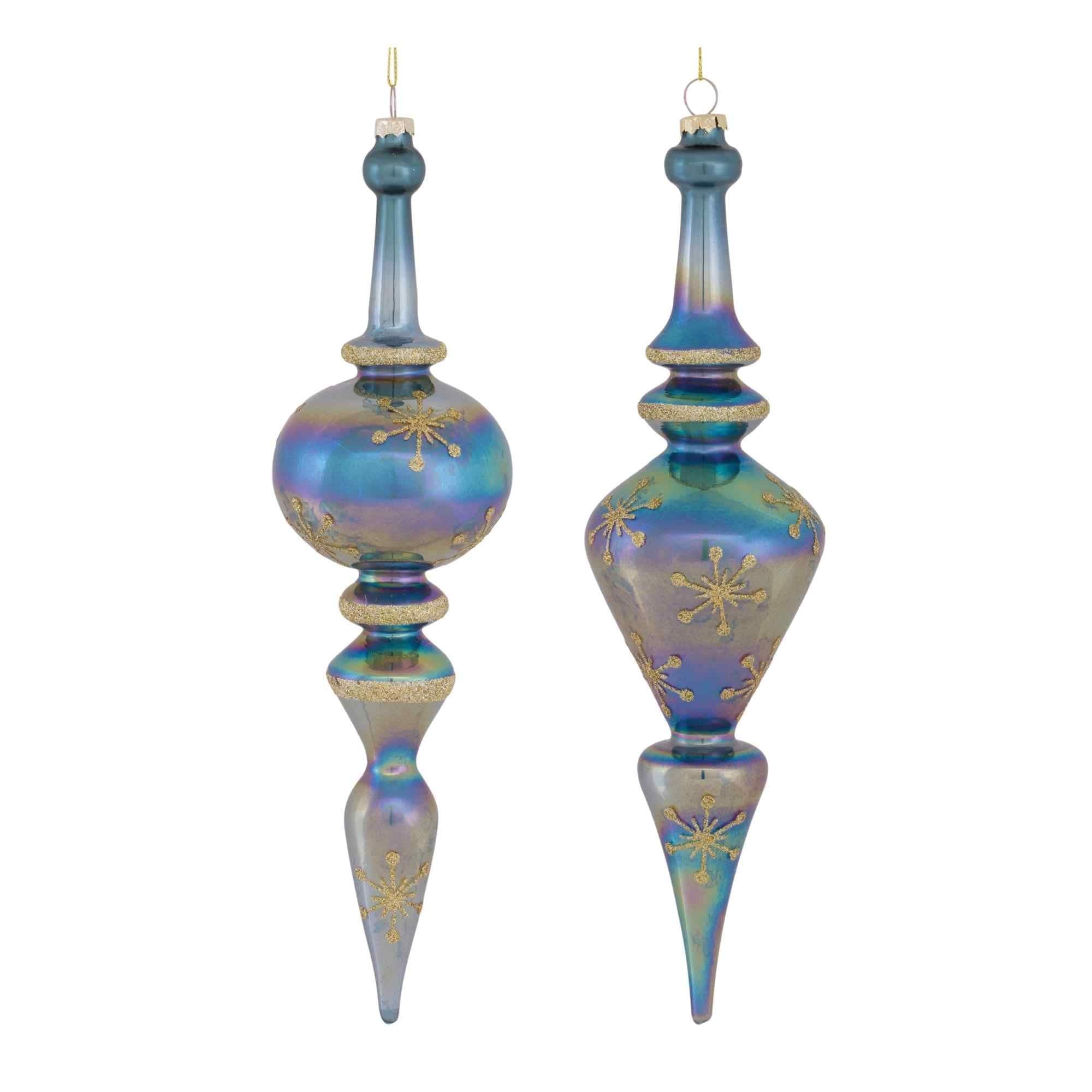 6ct Iridescent Glass Christmas Finial Drop Ornaments 12.25