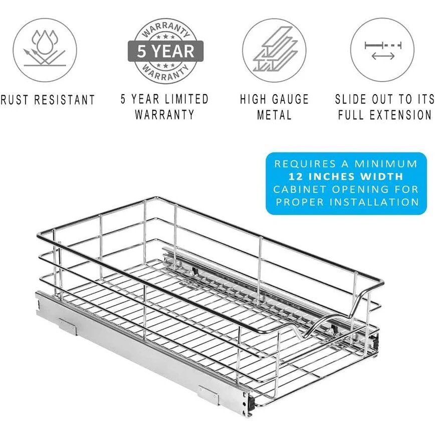 HOLDN’ STORAGE Pull Out Cabinet Organizers – 5” High Slide Pull Out Drawers for Kitchen Cabinets