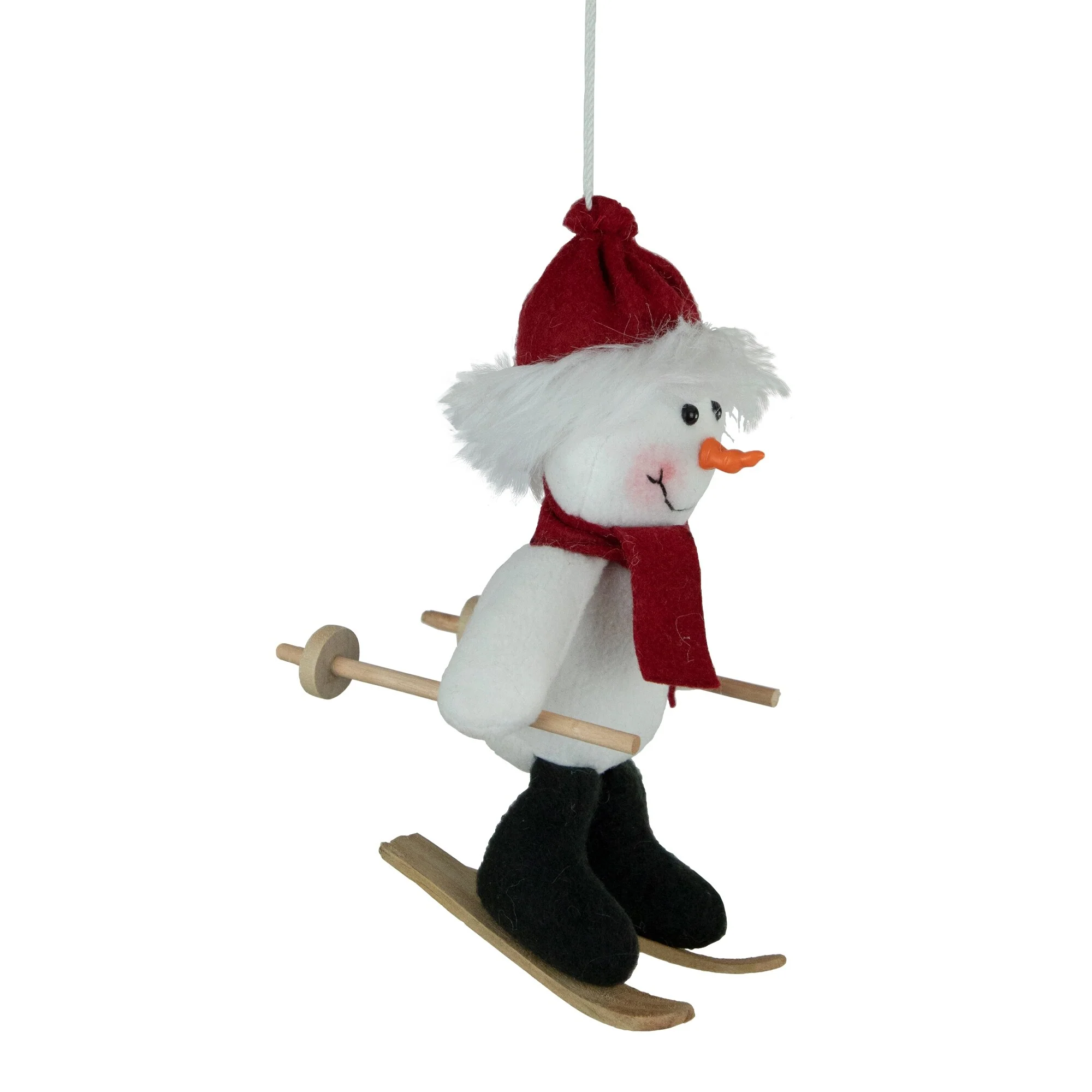 Skiing Snowman with Santa Hat and Matching Scarf Christmas Ornament - 9.5