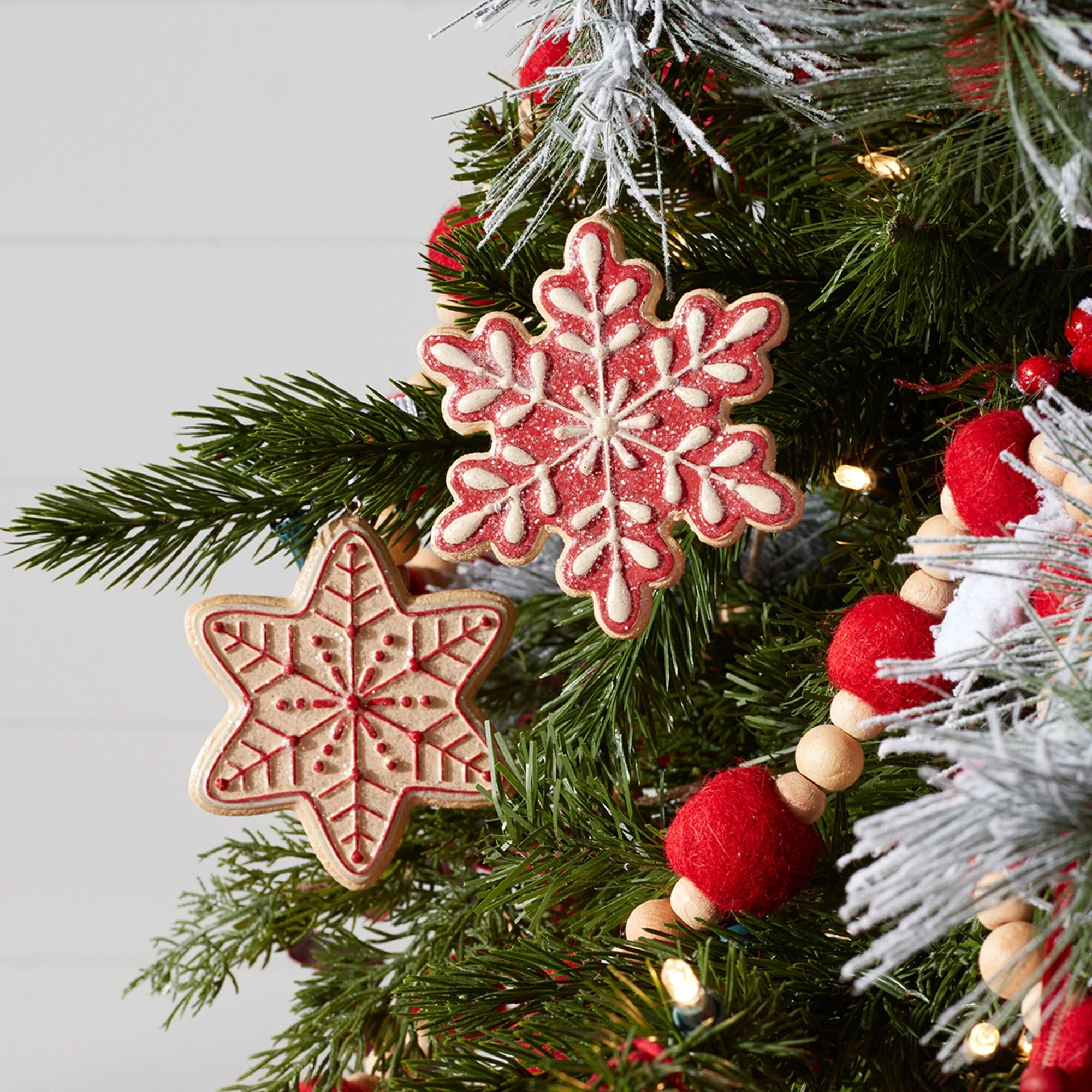 Set of 12 Frosted Gingerbread Snowflake Cookie Christmas Ornaments 4