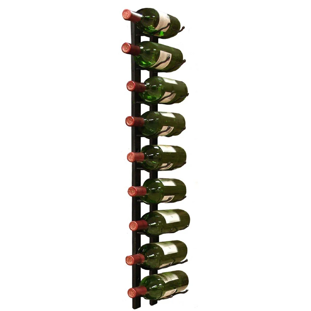 Epicureanist Wall Mount 9-Bottle Black Metal Wine Rack