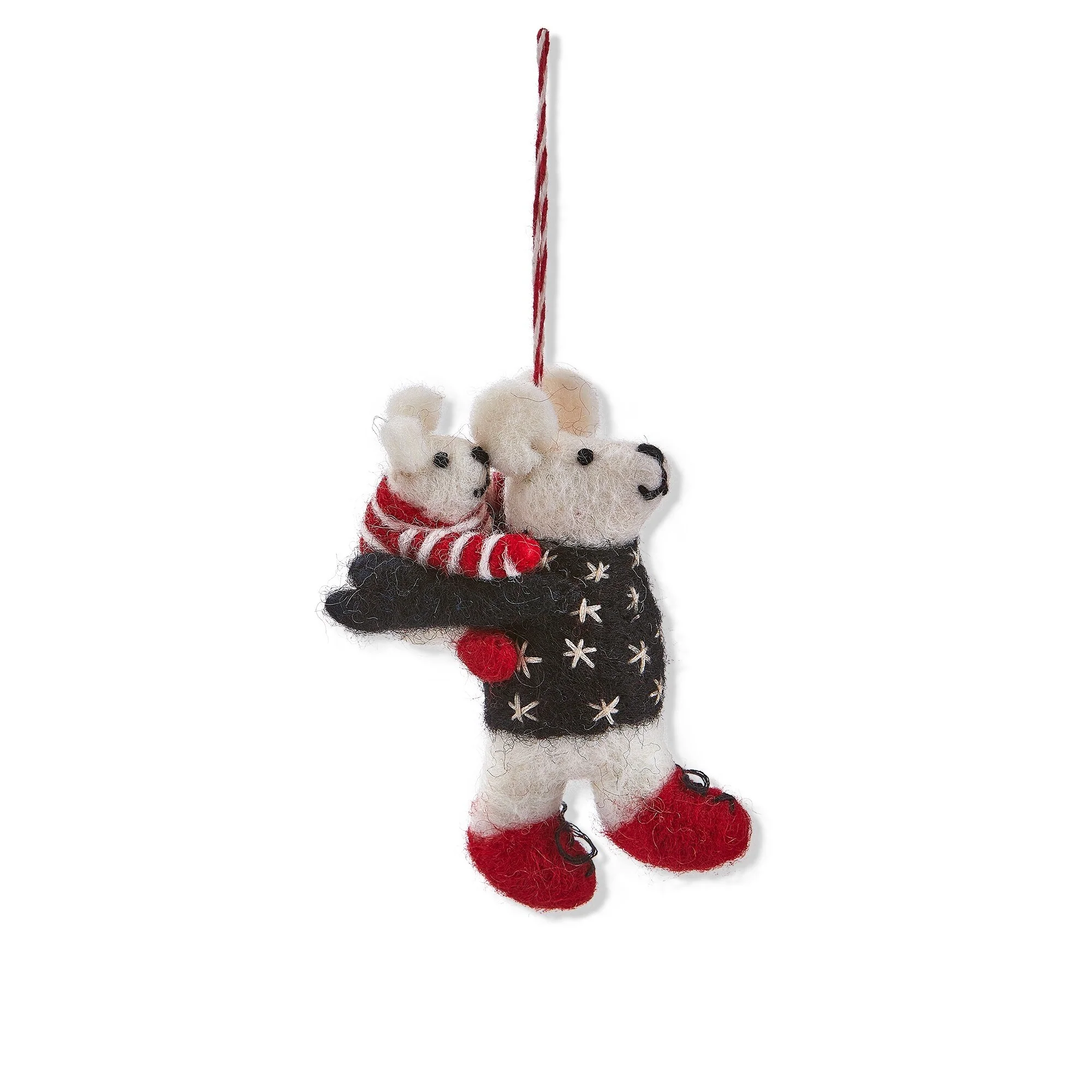Rustic Christmas Mama and Baby Bears with Sweater Ornament, 3.0 in. - Green