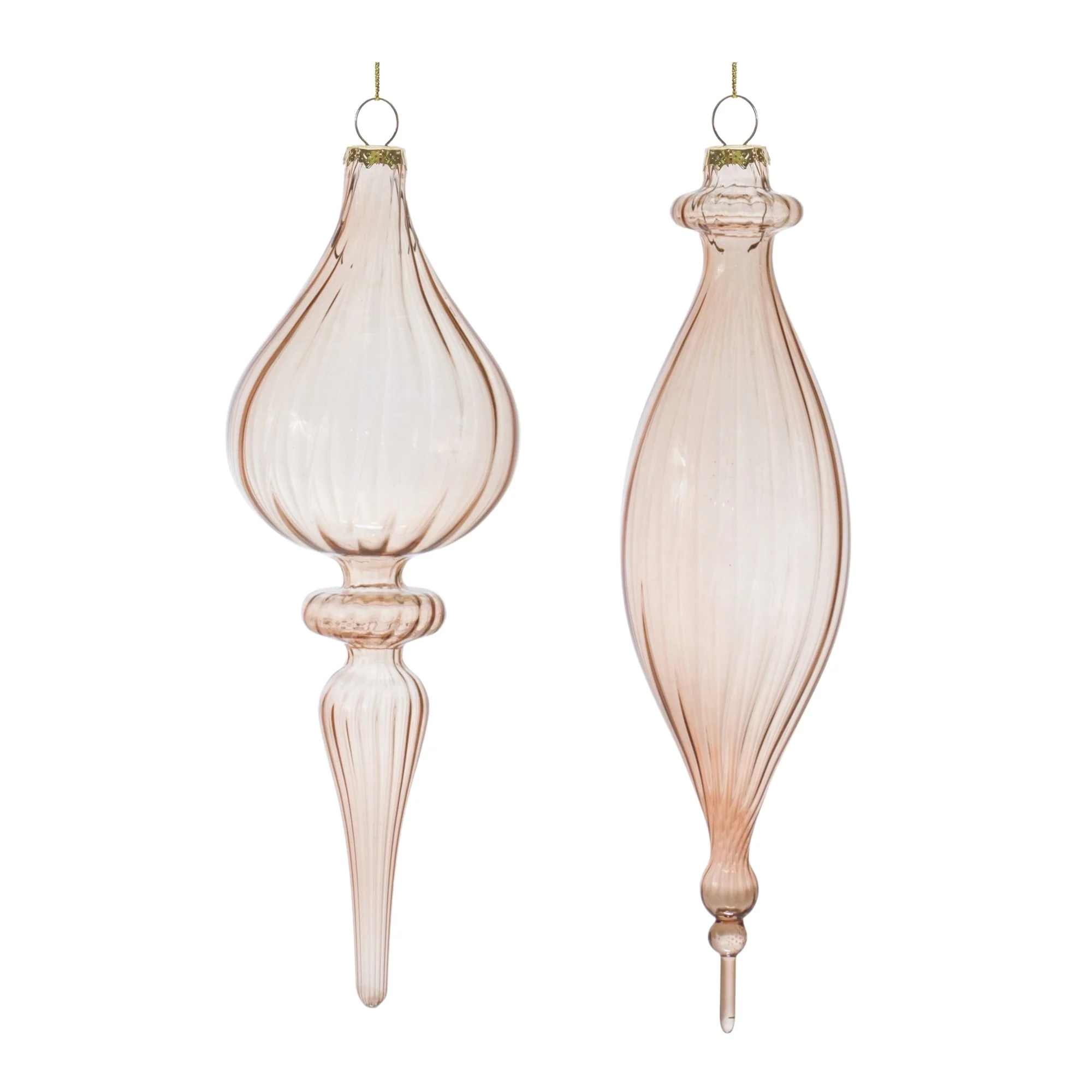Ribbed Glass Christmas Drop Finial Ornaments 9
