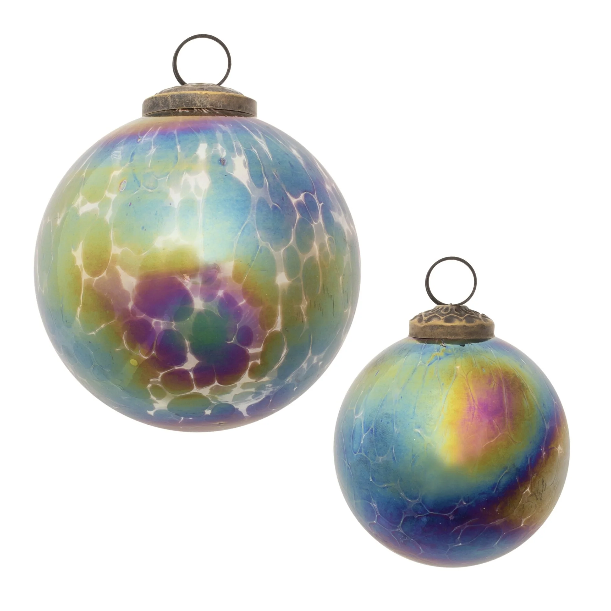 Iridescent Glass Christmas Ball Ornaments - 3.5