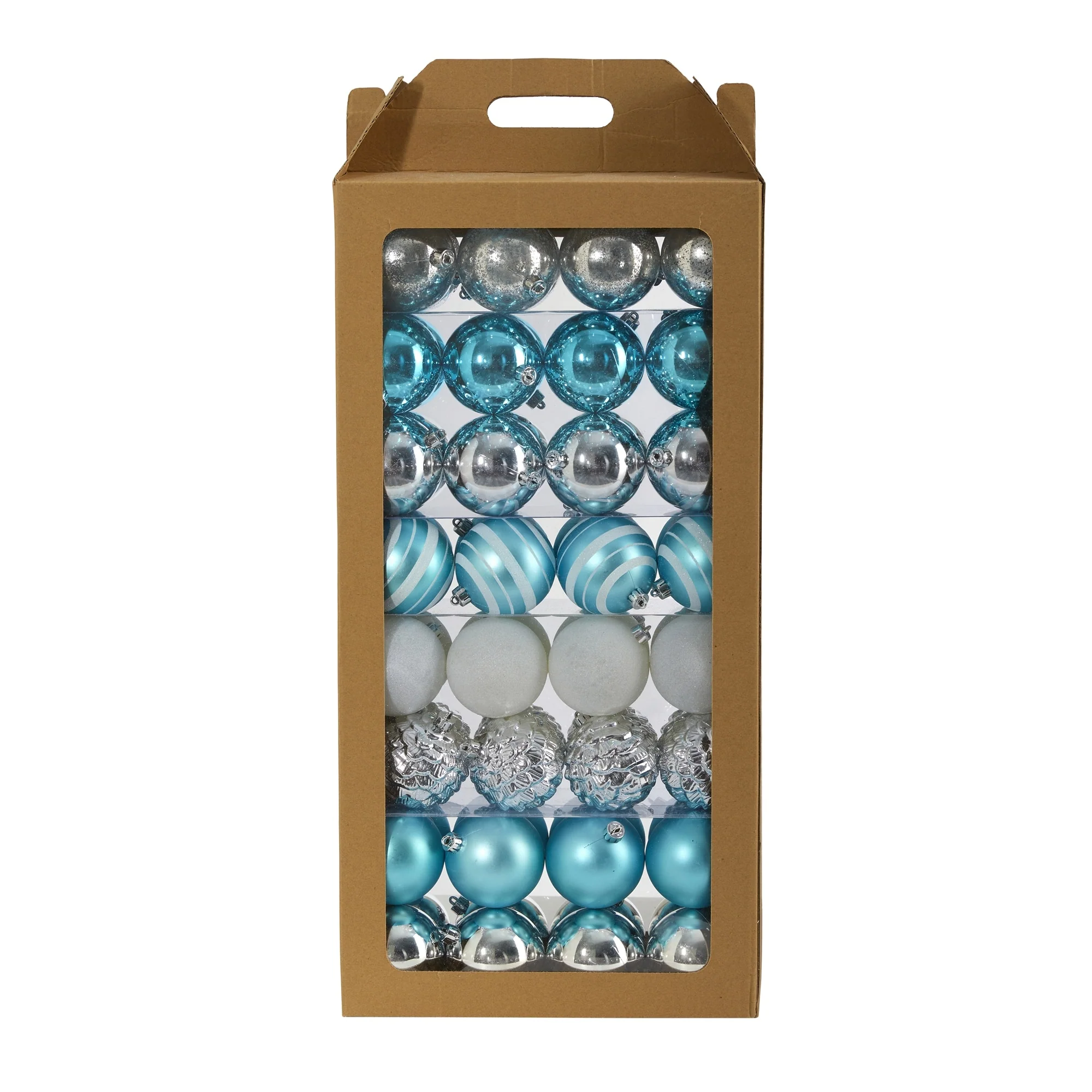 Holiday Shatterproof, 64 Count Christmas Tree Ornament Set, 80mm