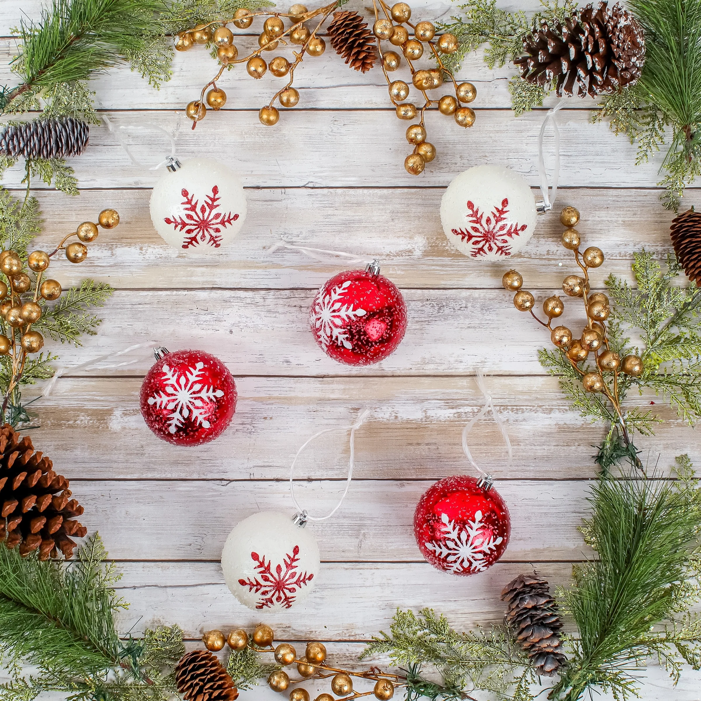 National Tree Company 6-Piece Shatterproof Snowflake Ornaments - 3 in