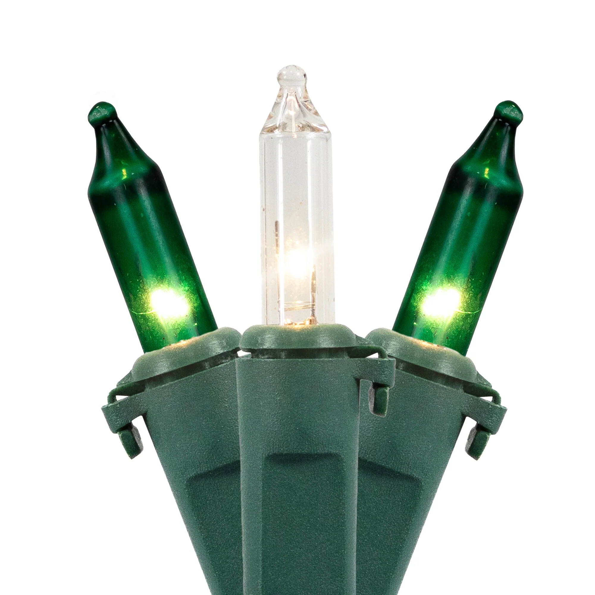 Mini Christmas Light Set - Green and Clear - 10' Green Wire - 50ct