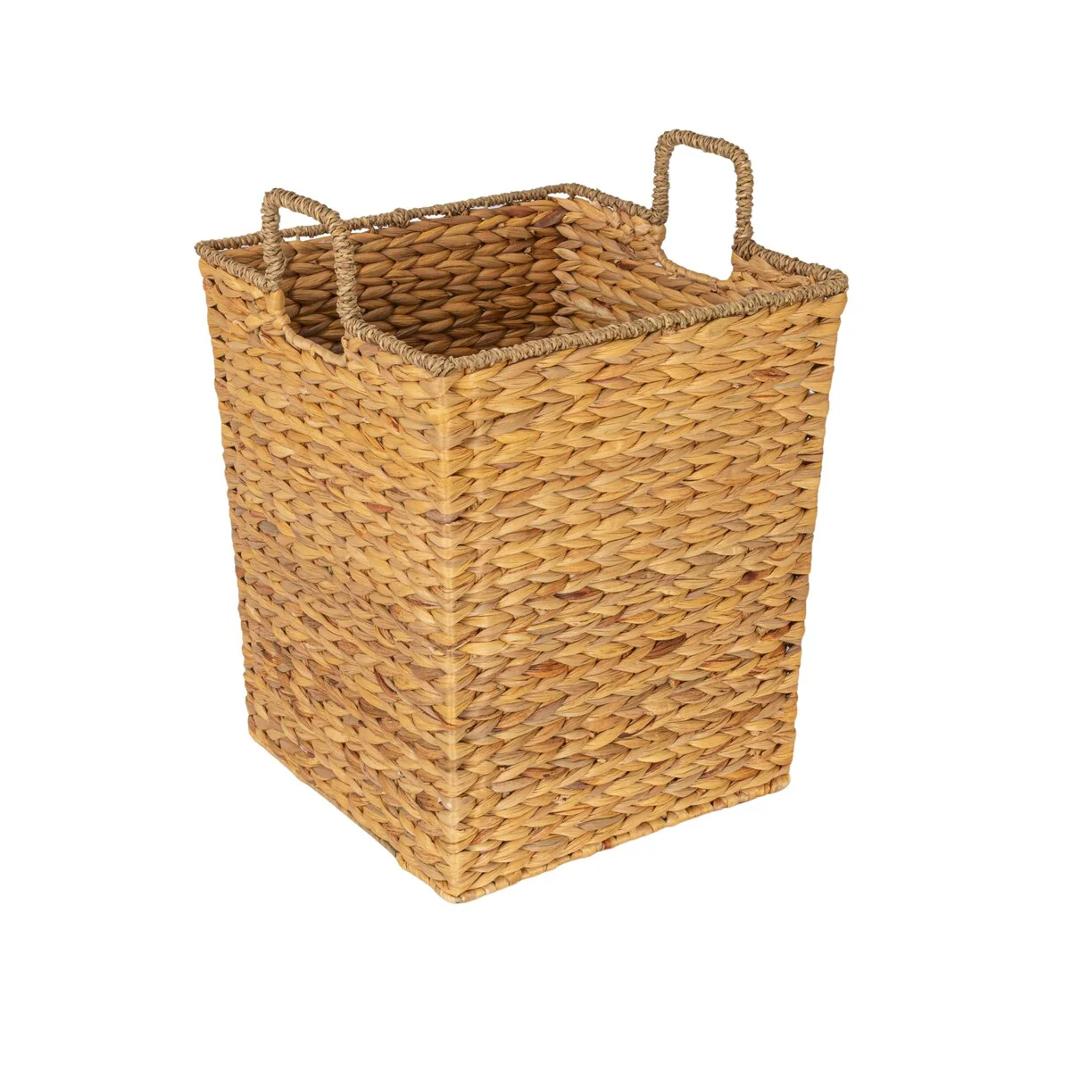 Household Essentials Handwoven Water Hyacinth and Seagrass Basket with Handles - 13.8