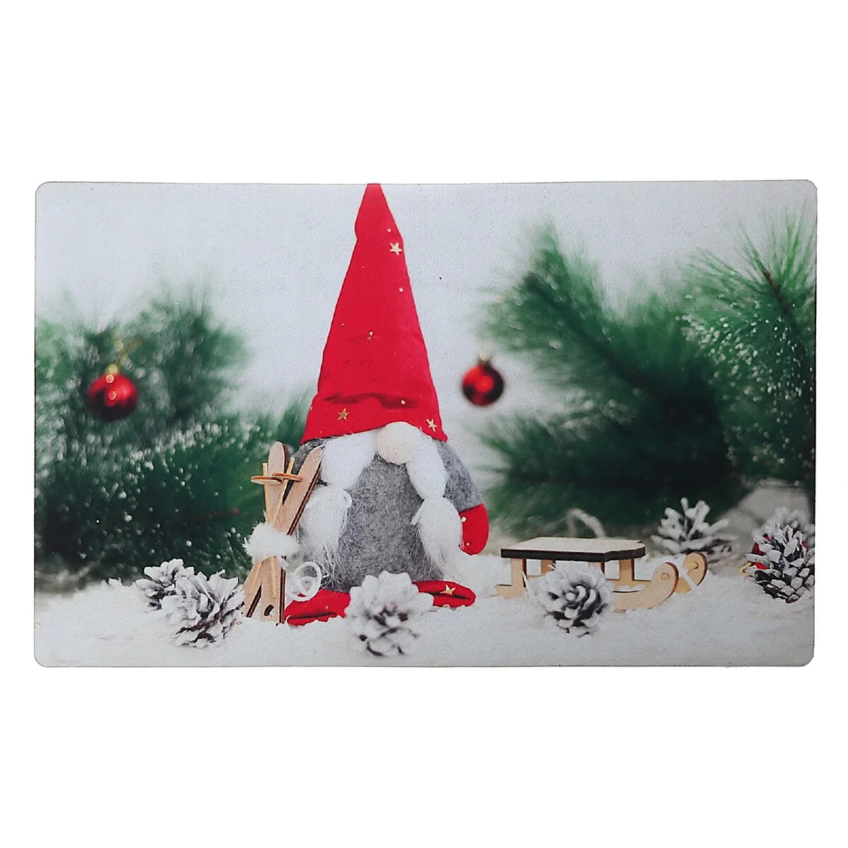 Christmas Printed Rubber Mat Gnome With Skis