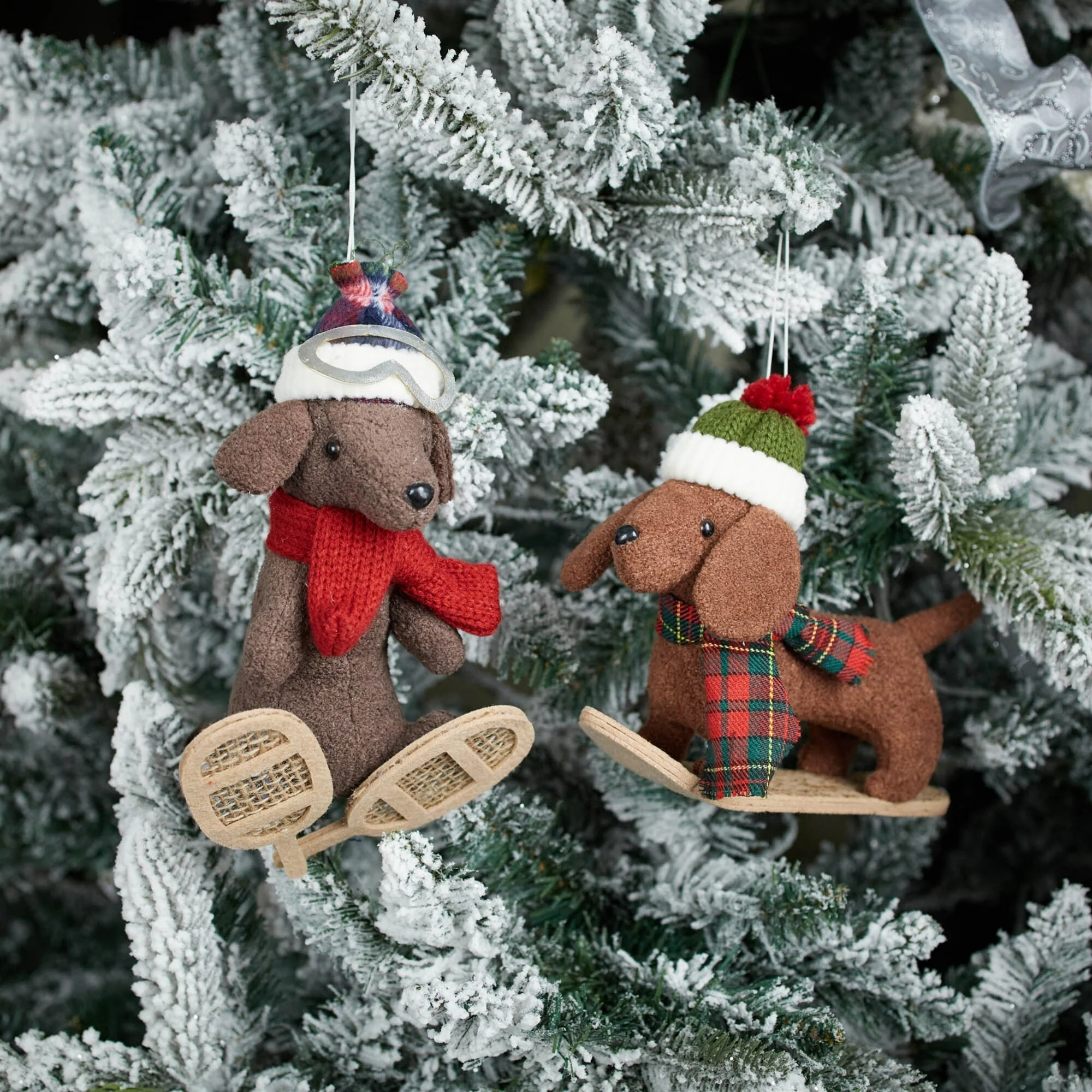 Plush Ski and Snowboard Dog Christmas Ornaments - 9