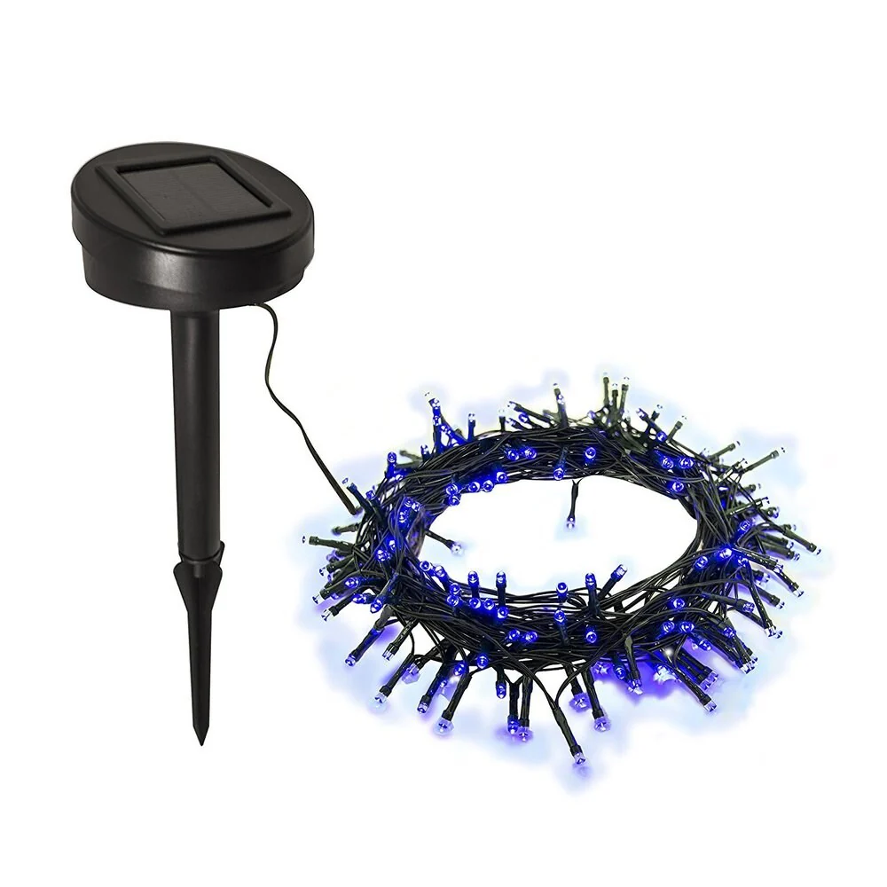ALEKO 105 LED Blue Solar Powered 37-Foot Decorating String Lights
