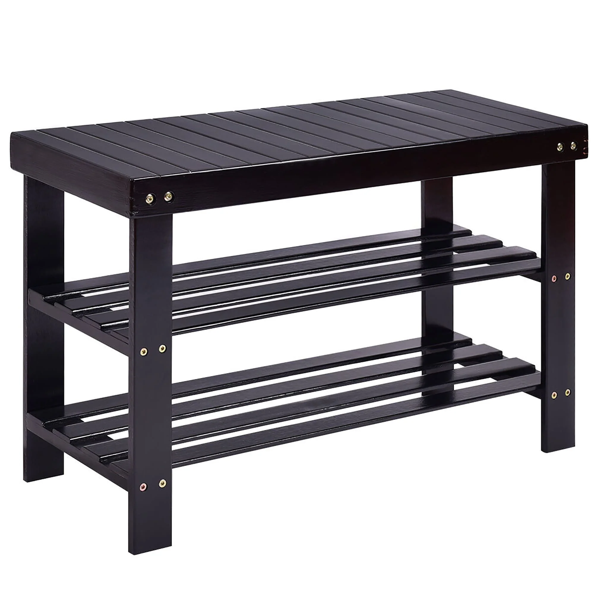 Bamboo Shoe Rack Bench 3 Tier Shoe Organizer Storage Shelf