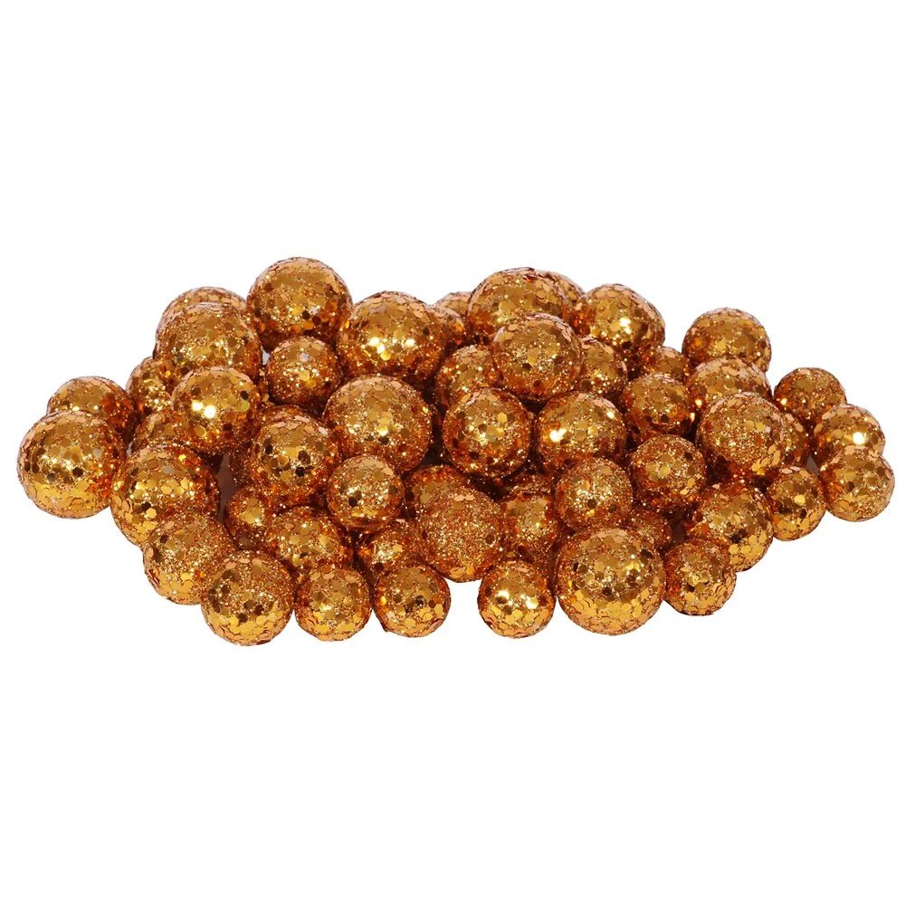 Vickerman 20MM/25MM/30MM Burnish Orange Glitter Polystyrene Ball Christmas Ornament, 72 per Bag - 20/25/30MM