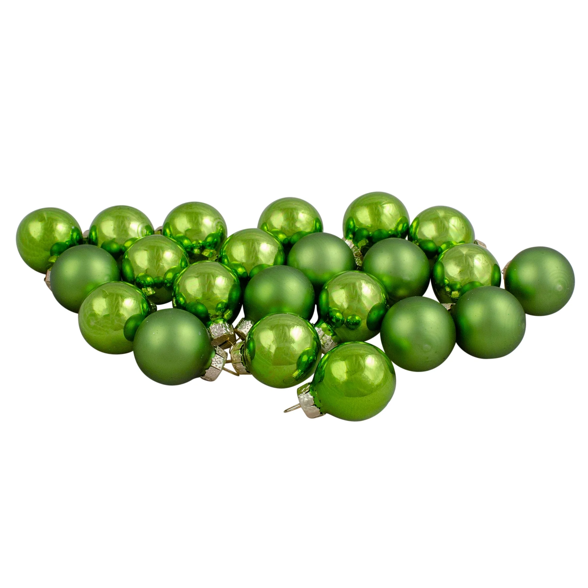 24ct Kiwi Green 2-Finish Glass Ball Christmas Ornaments 1
