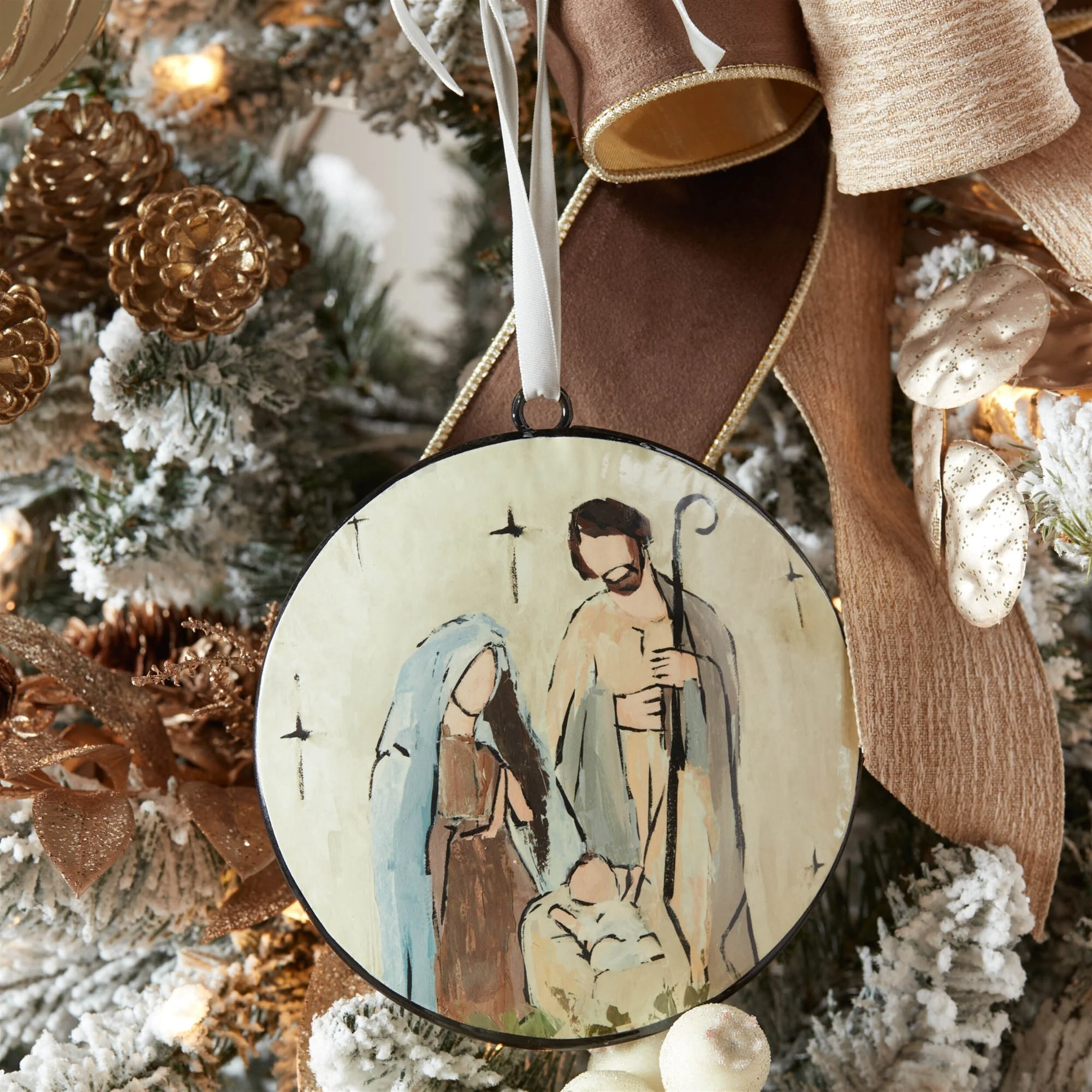 Set of 12 Holy Family Religious Christmas Ornaments Nativity for Hanging Decorations Tree - 6”L x 1”W x 6”H