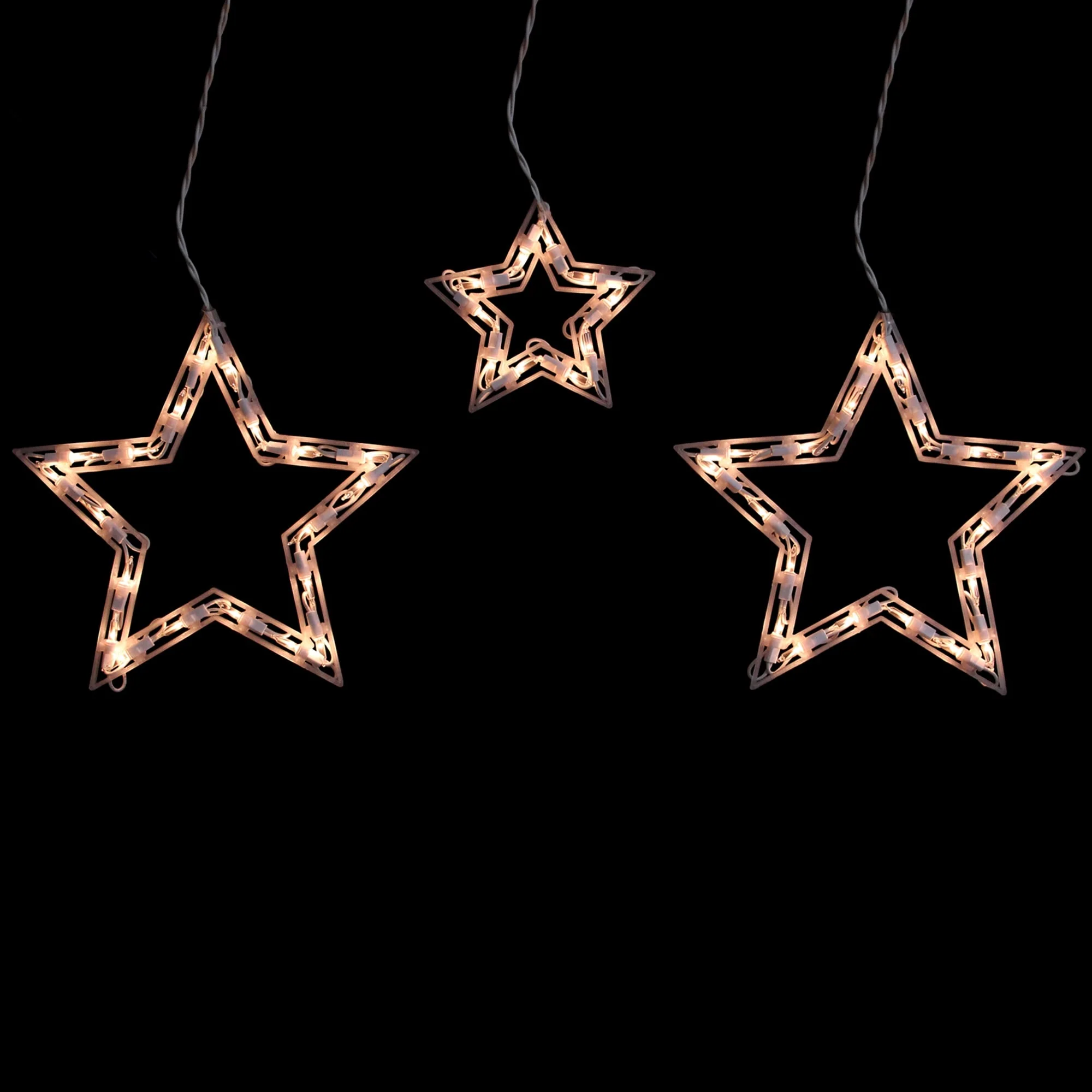 Star Christmas Lights - Clear - 9' White Wire - 6ct