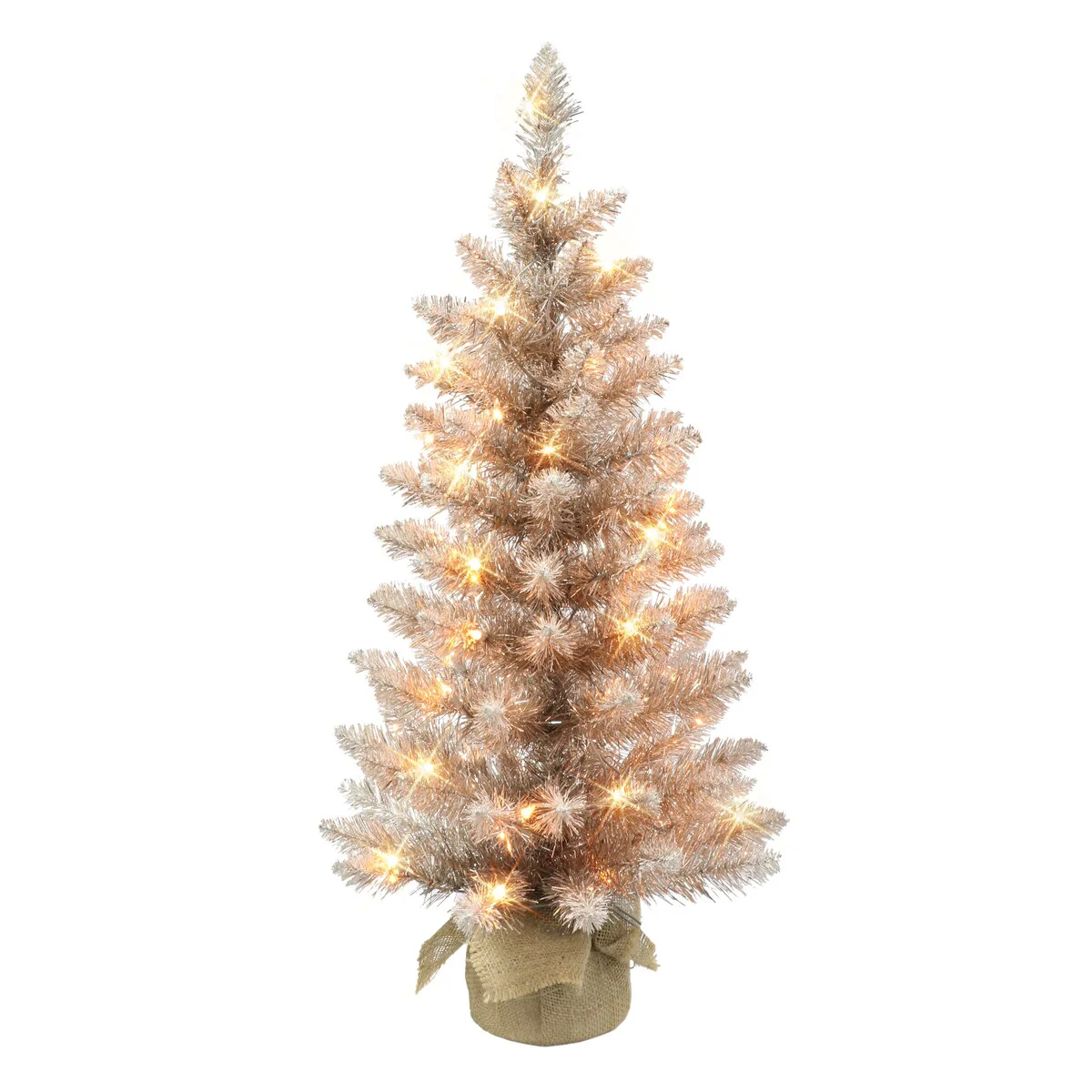 Puleo International 3 ft. Pre-lit Rose Gold Artificial Christmas Tree