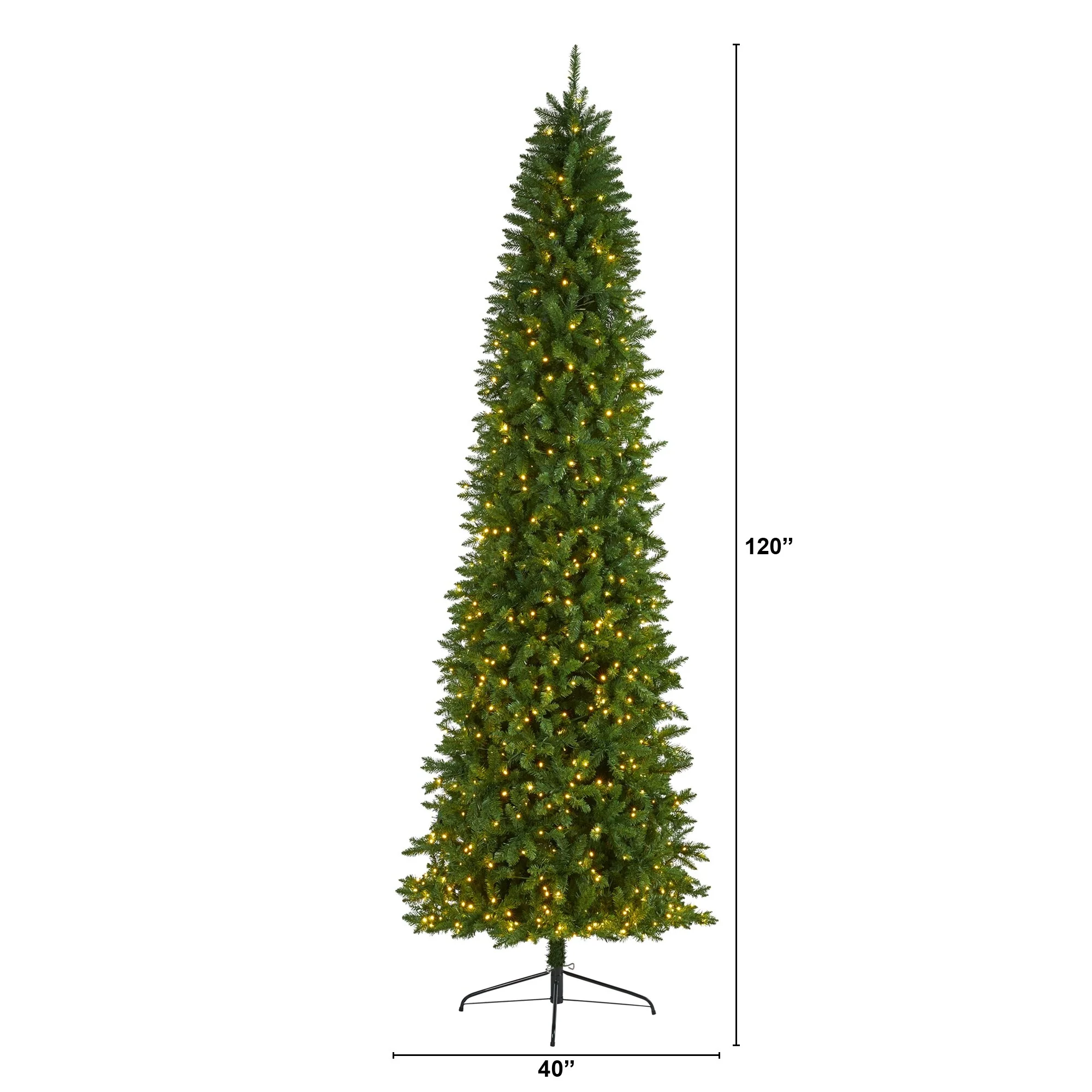 10' Pre-Lit Slim Mountain Pine Artificial Christmas Tree, Warm Clear LED Lights - over-10-feet