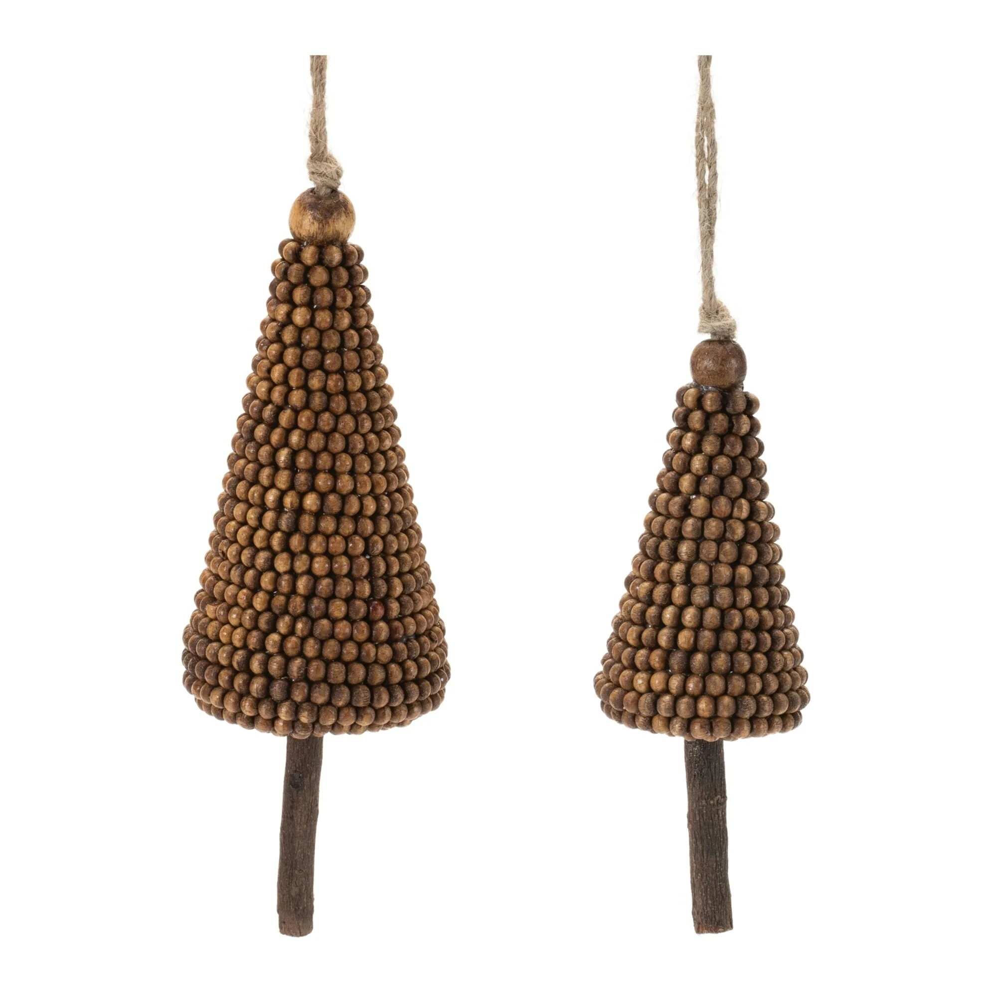 Beaded Wooden Christmas Tree Ornaments - 7.25