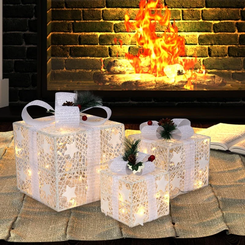 Lighted Gift Boxes Christmas Decoration Set of 3