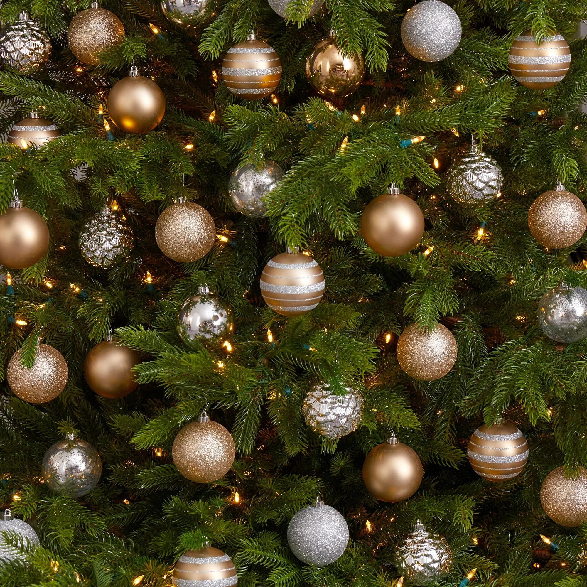 64ct Silver & Gold Shatterproof 3-Finish Christmas Ball Ornaments 3