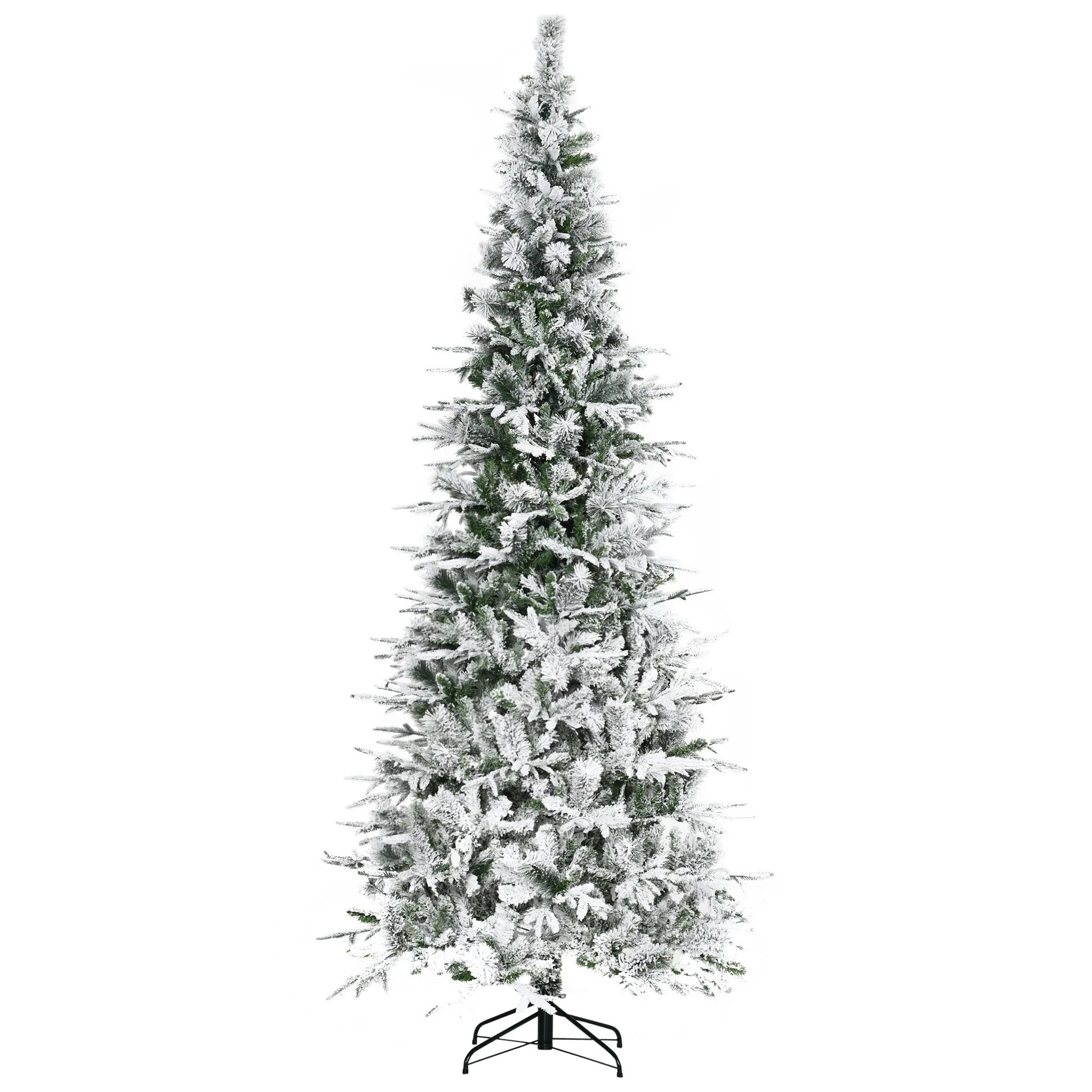 9-Foot Snow Flocked Artificial Pine Tree with 1159 Tips and Realistic Branches