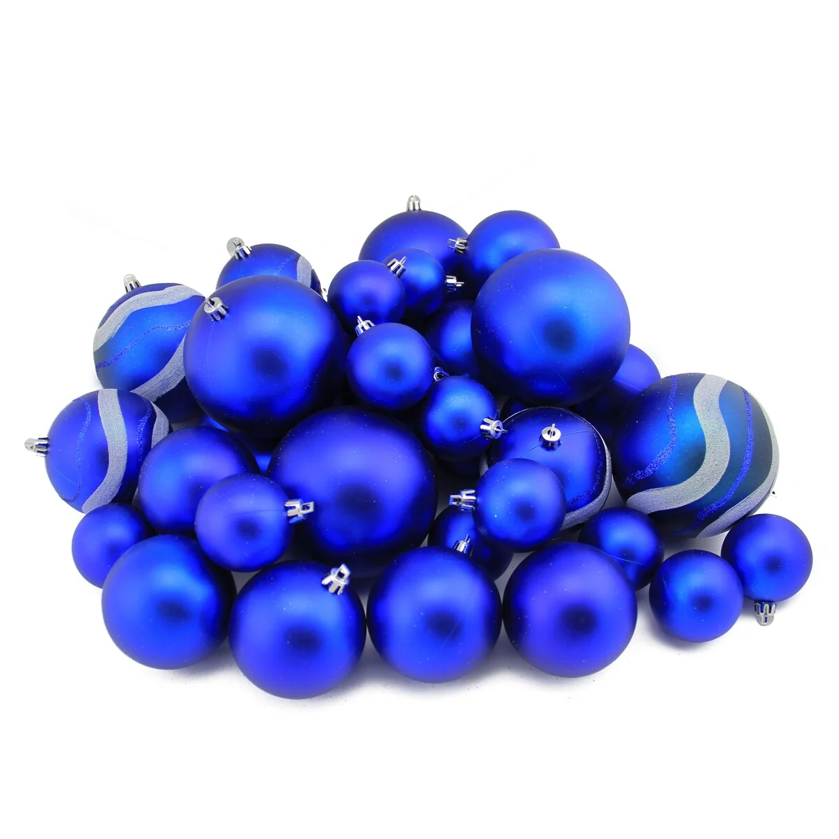 39ct Royal Blue Shatterproof 2-Finish Christmas Ball Ornaments 4