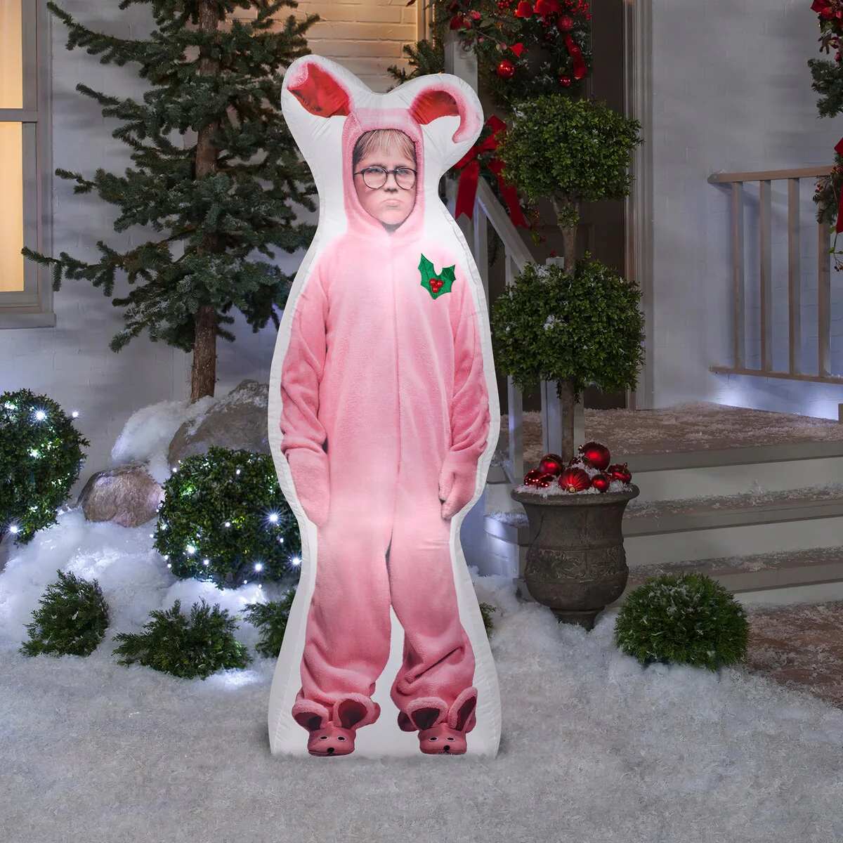 Gemmy Photorealistic Christmas Airblown Inflatable A Christmas Story Ralphie, 6 ft Tall, pink