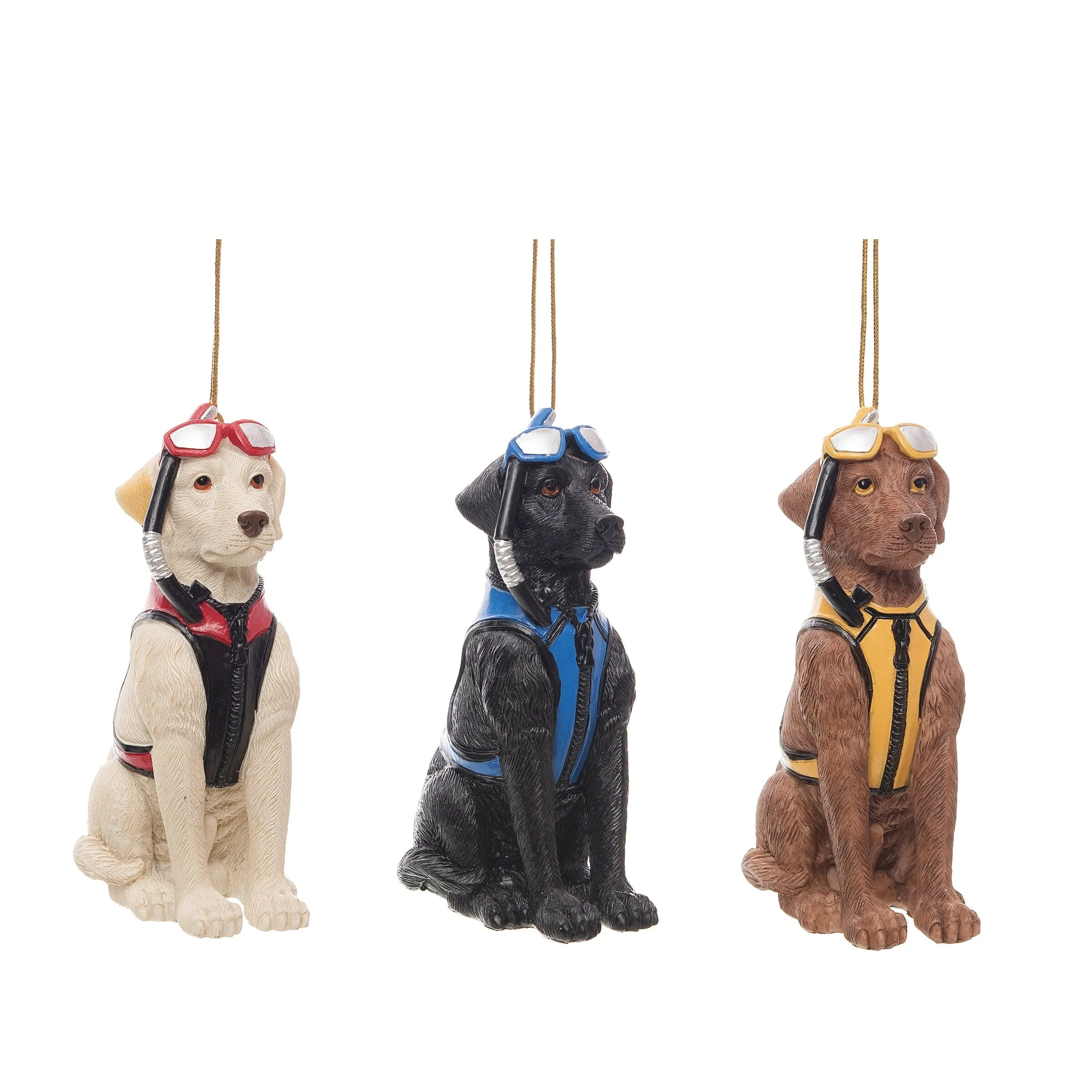 Goggle Dogs Ornament Set of 3 Décor Decoration
